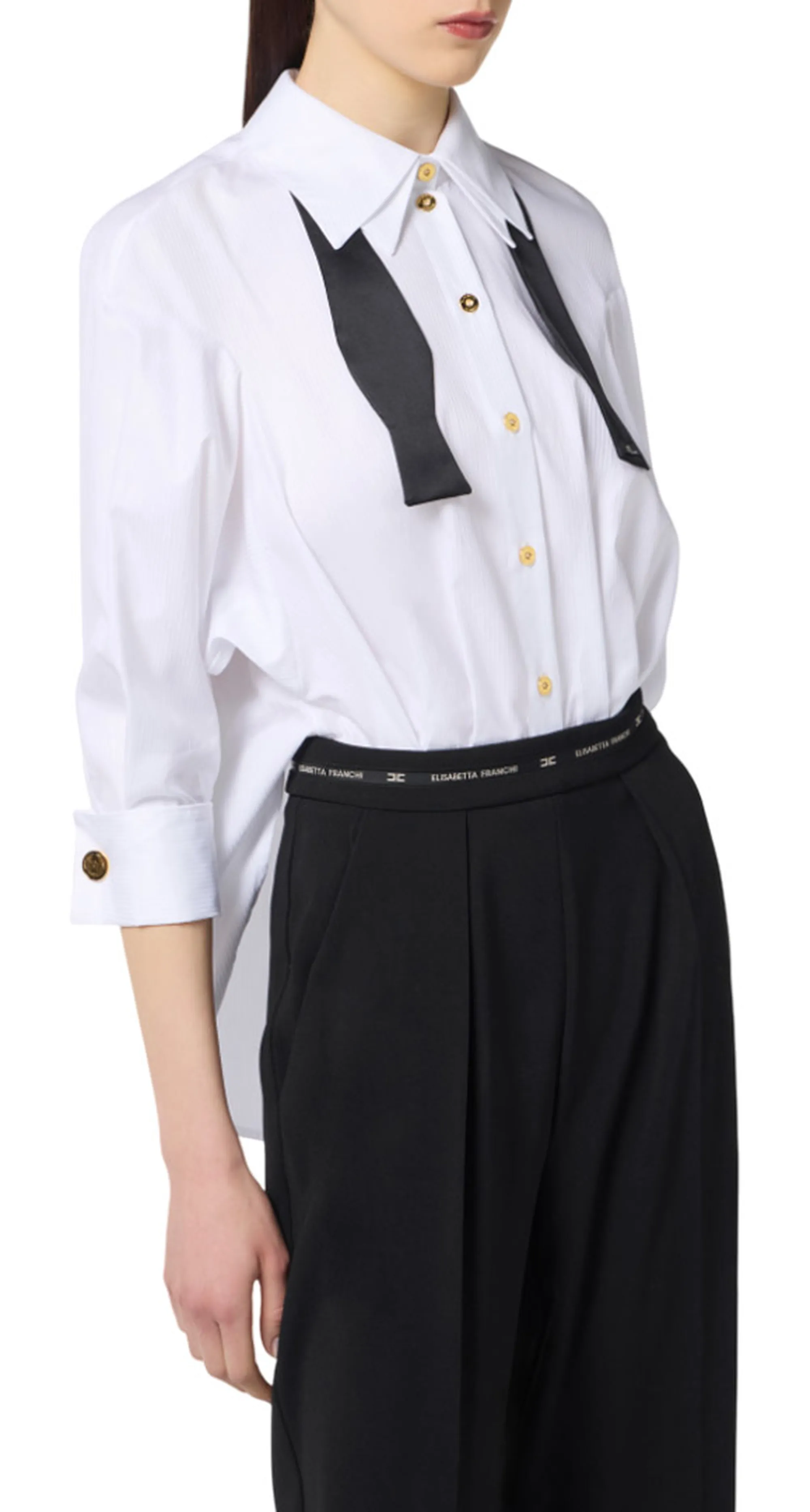Elisabetta Franchi Tuta In Popeline E Crepe Leggero Tu05656E2 153493