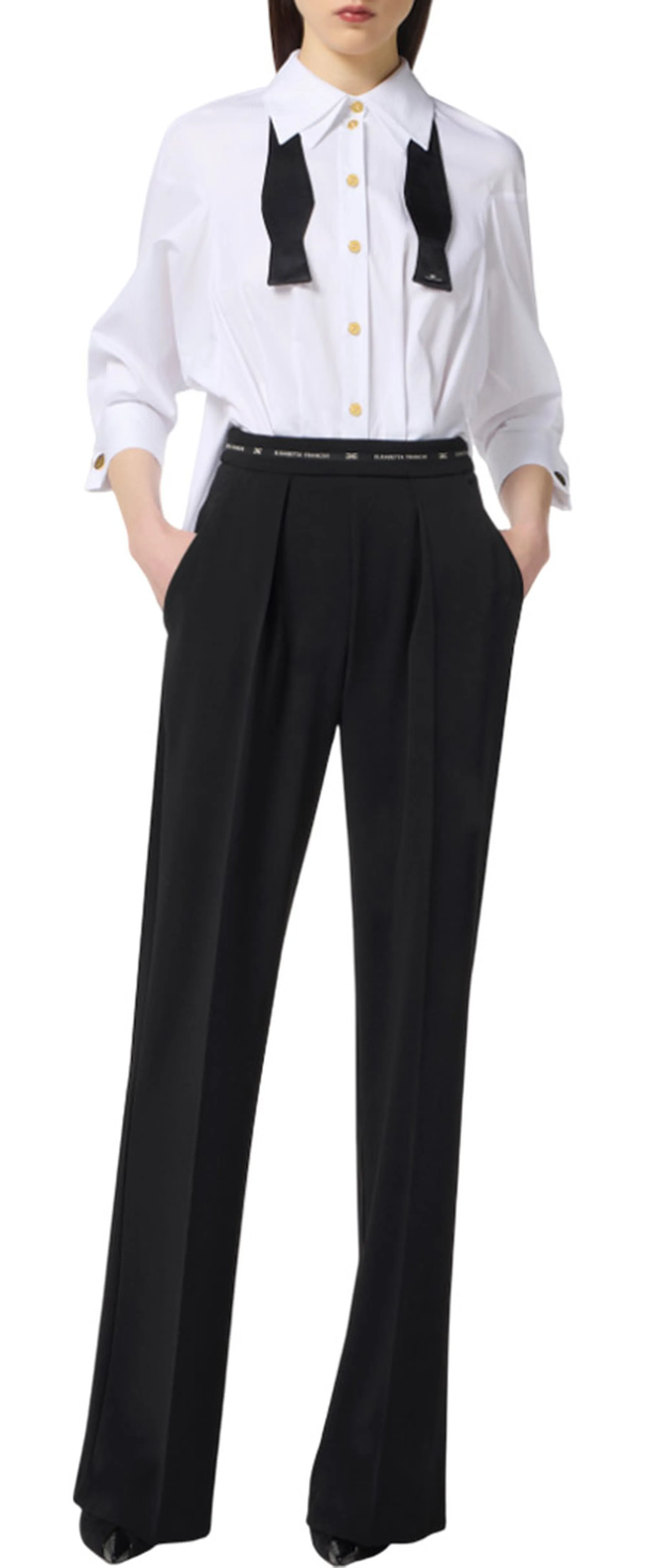Elisabetta Franchi Tuta In Popeline E Crepe Leggero Tu05656E2 153494