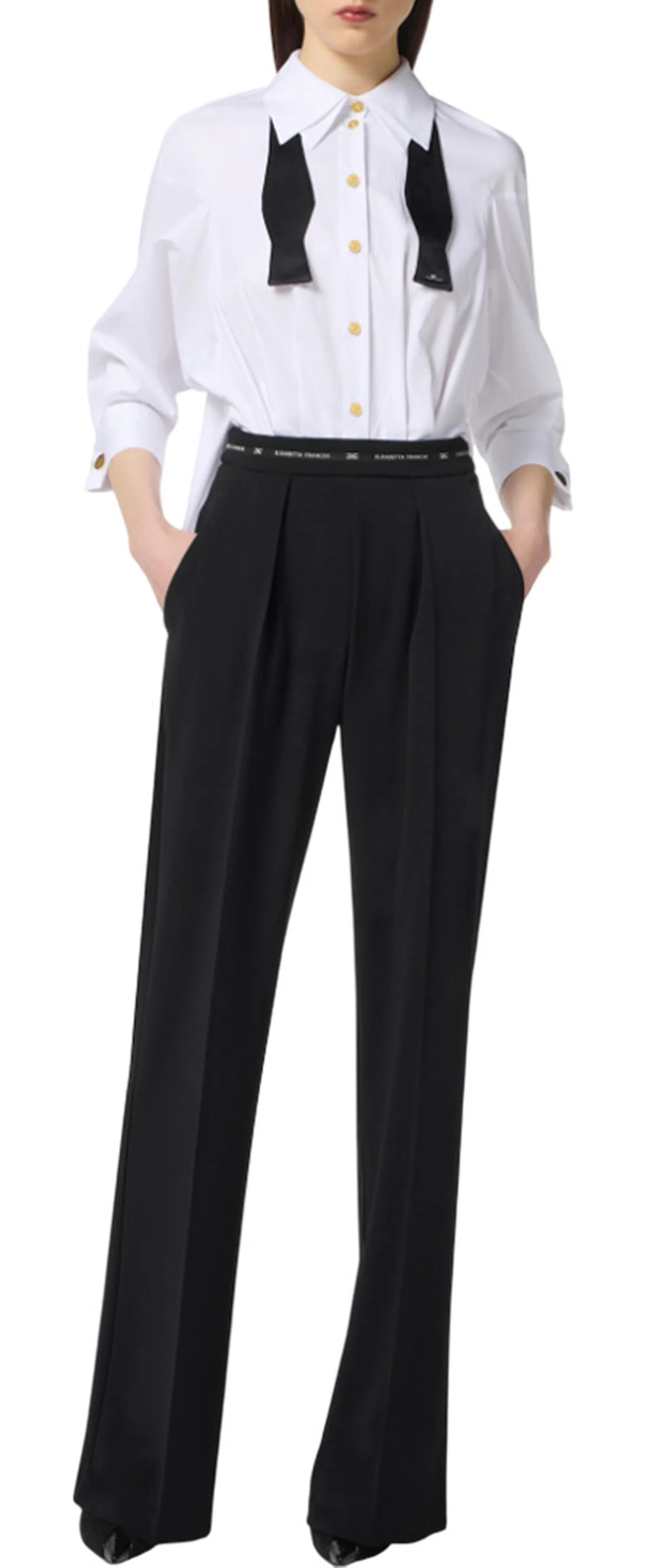 Elisabetta Franchi Tuta In Popeline E Crepe Leggero Tu05656E2 153494