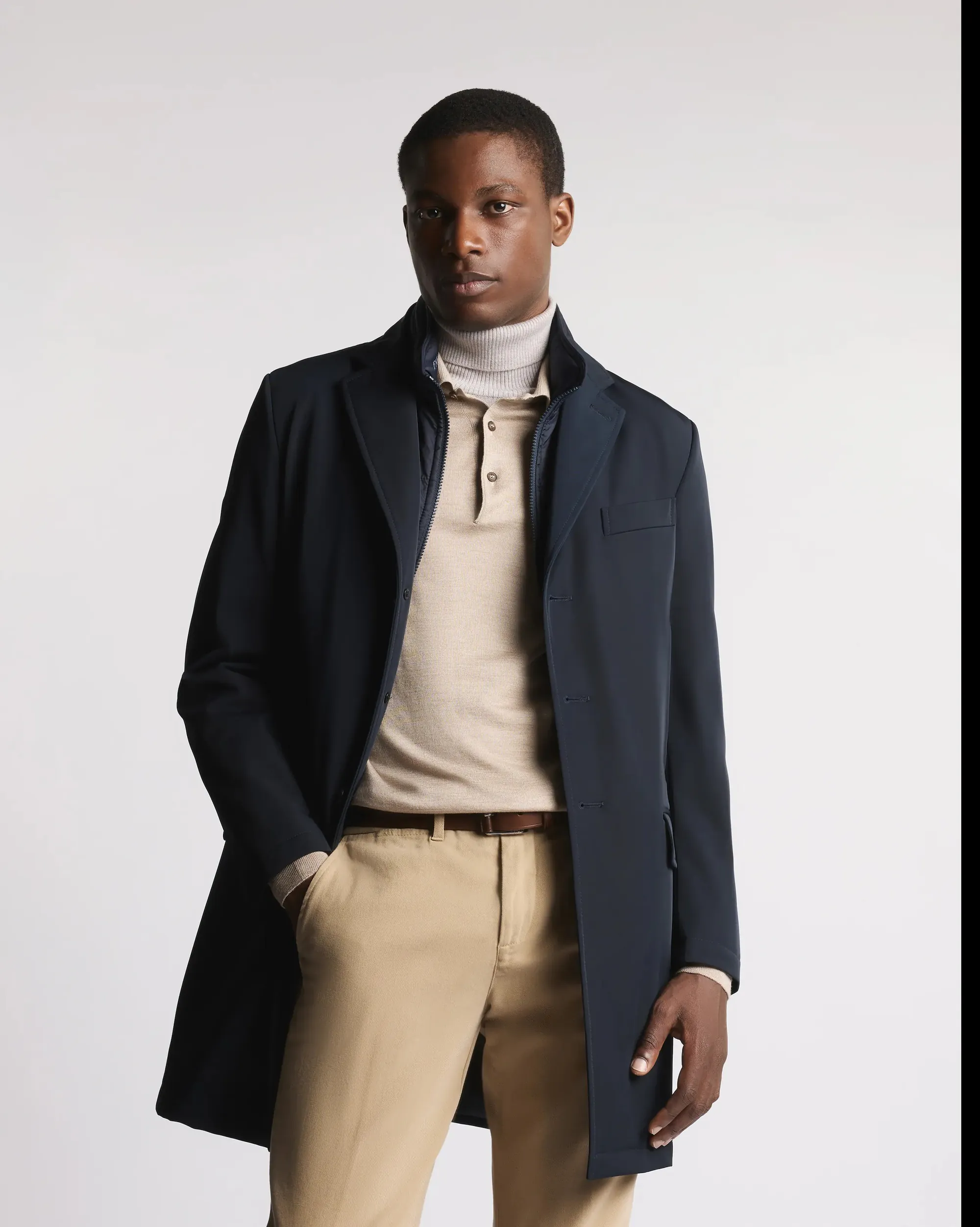 Fay B'Double Coat In Stretch Gabardine' Blu Nam5351168Stoau807 157360