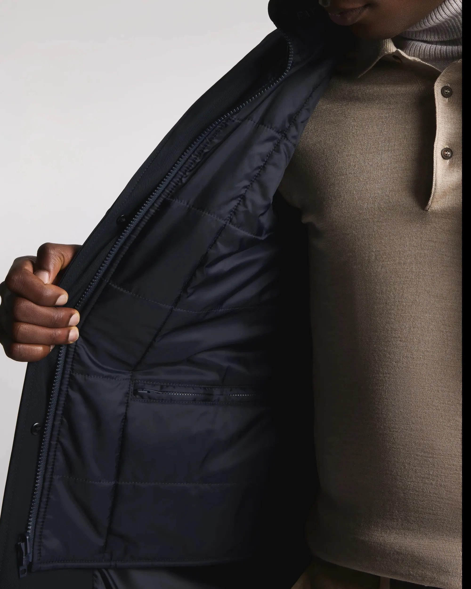 Fay B'Double Coat In Stretch Gabardine' Blu Nam5351168Stoau807 157362