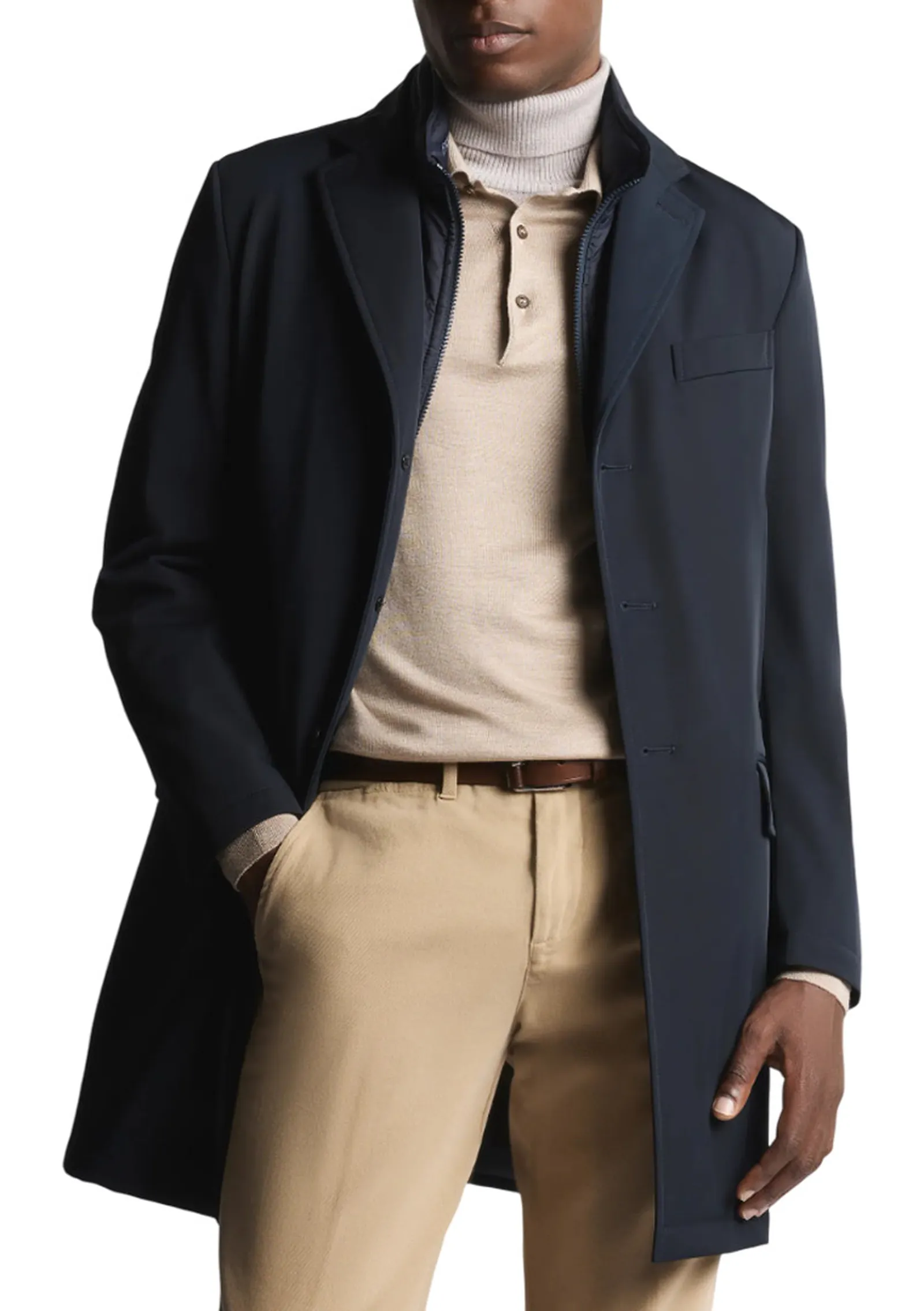 Fay Cappotto Double In Gabardine Stretch Blu Nam5351168Stoau807 158177