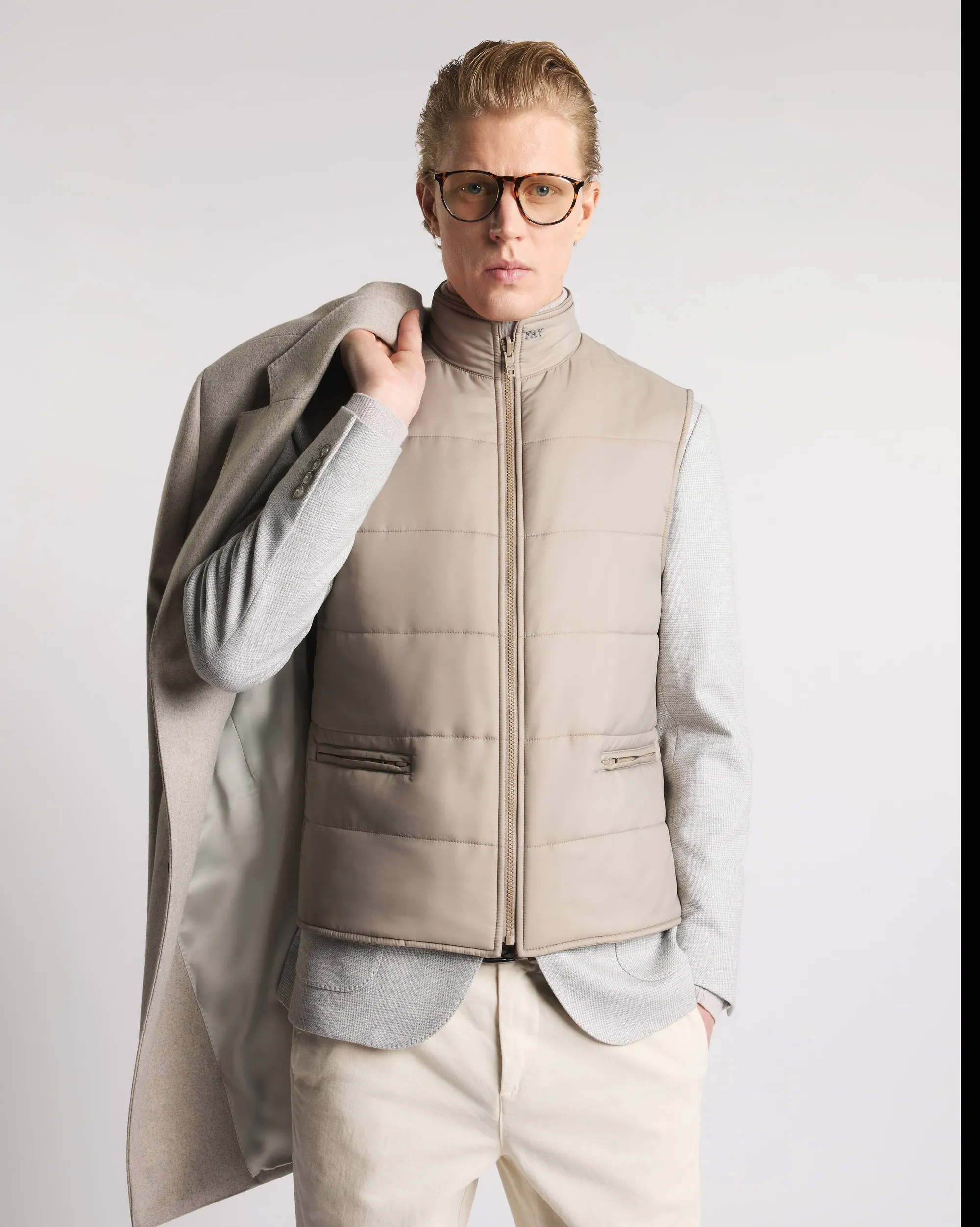Fay B'Double Coat In Wool And Cashmere Cloth' Beige Nam53511390Gahc205 157312