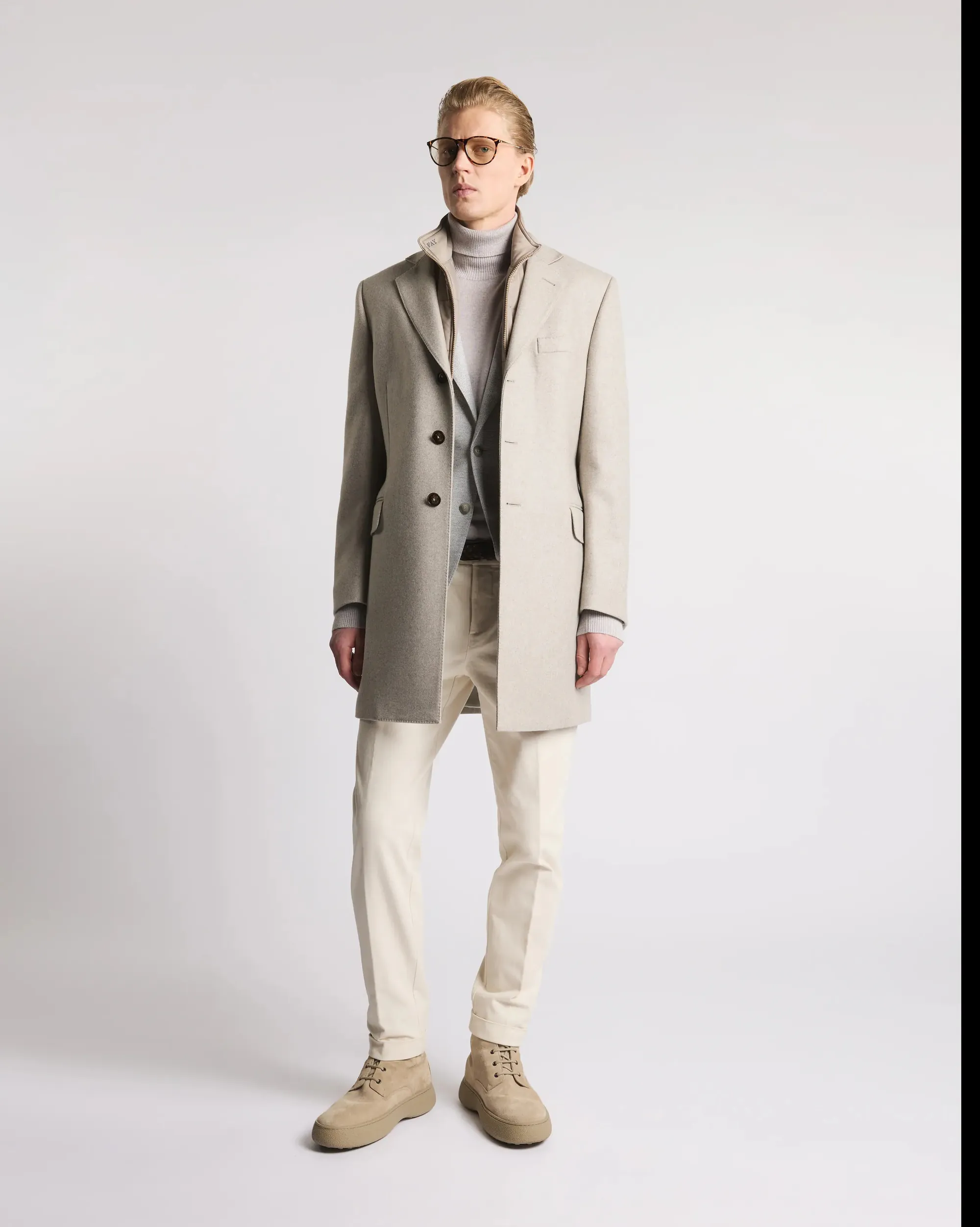 Fay B'Double Coat In Wool And Cashmere Cloth' Beige Nam53511390Gahc205 157314