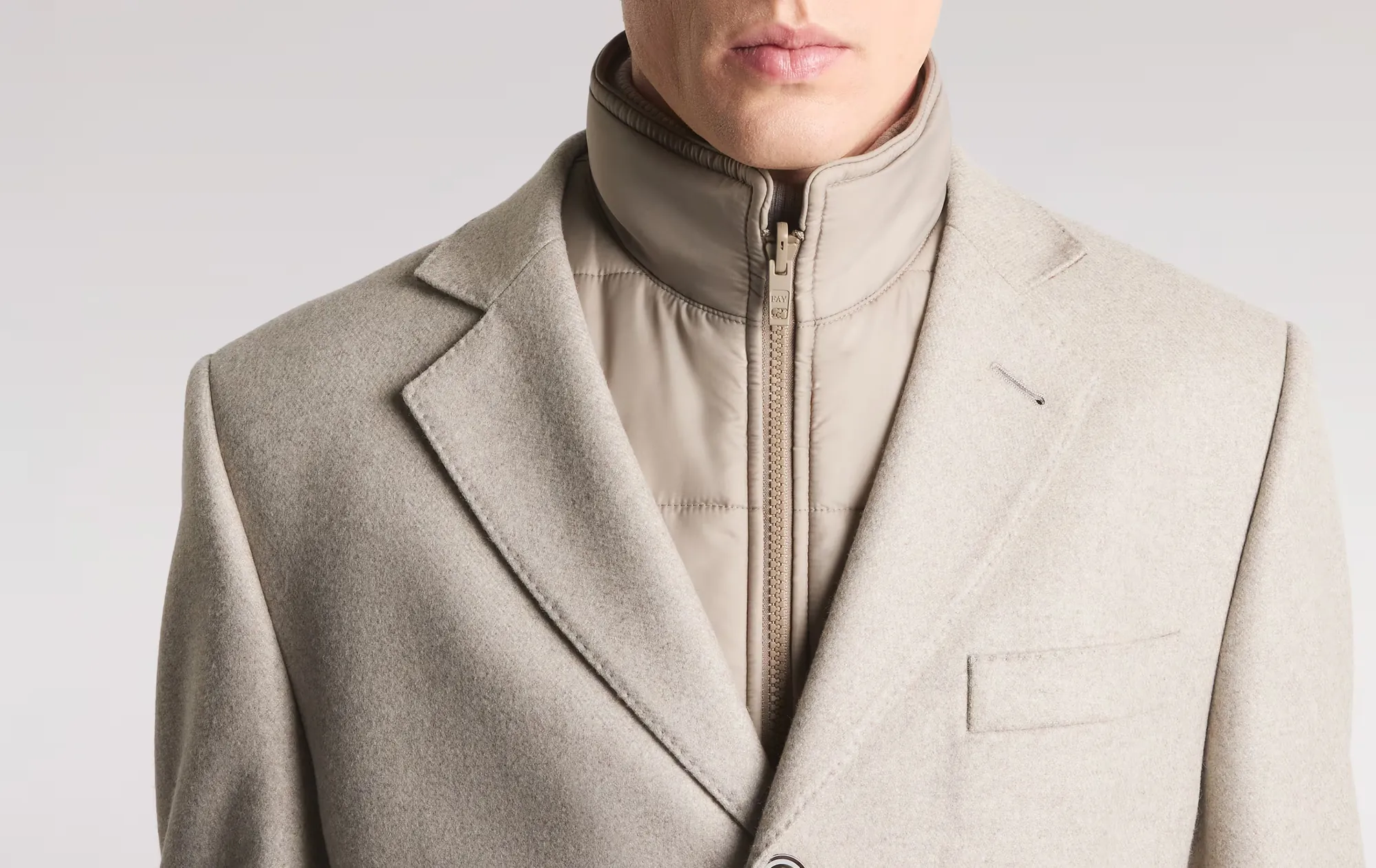 Fay B'Double Coat In Wool And Cashmere Cloth' Beige Nam53511390Gahc205 157316