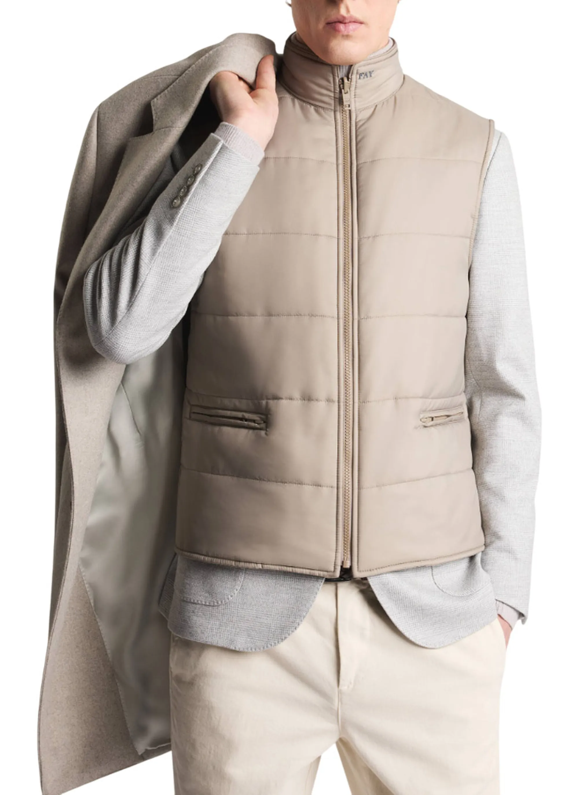 Fay B'Double Coat In Wool And Cashmere Cloth' Beige Nam53511390Gahc205 158162