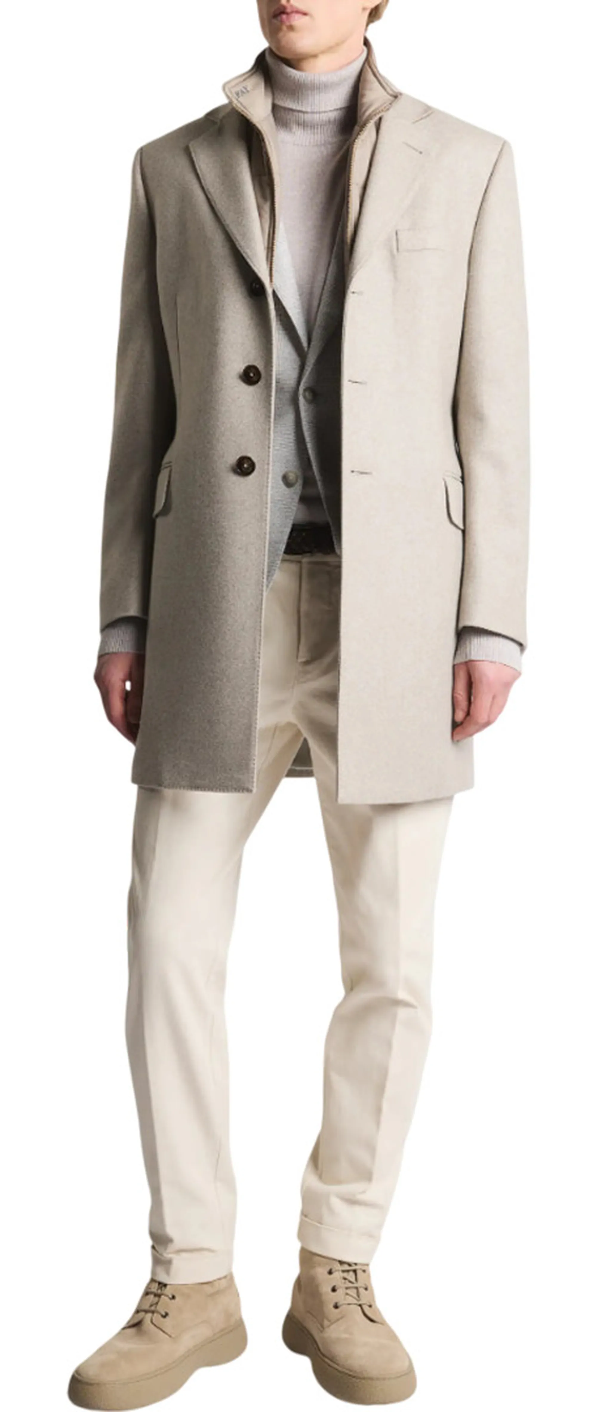 Fay B'Double Coat In Wool And Cashmere Cloth' Beige Nam53511390Gahc205 158164