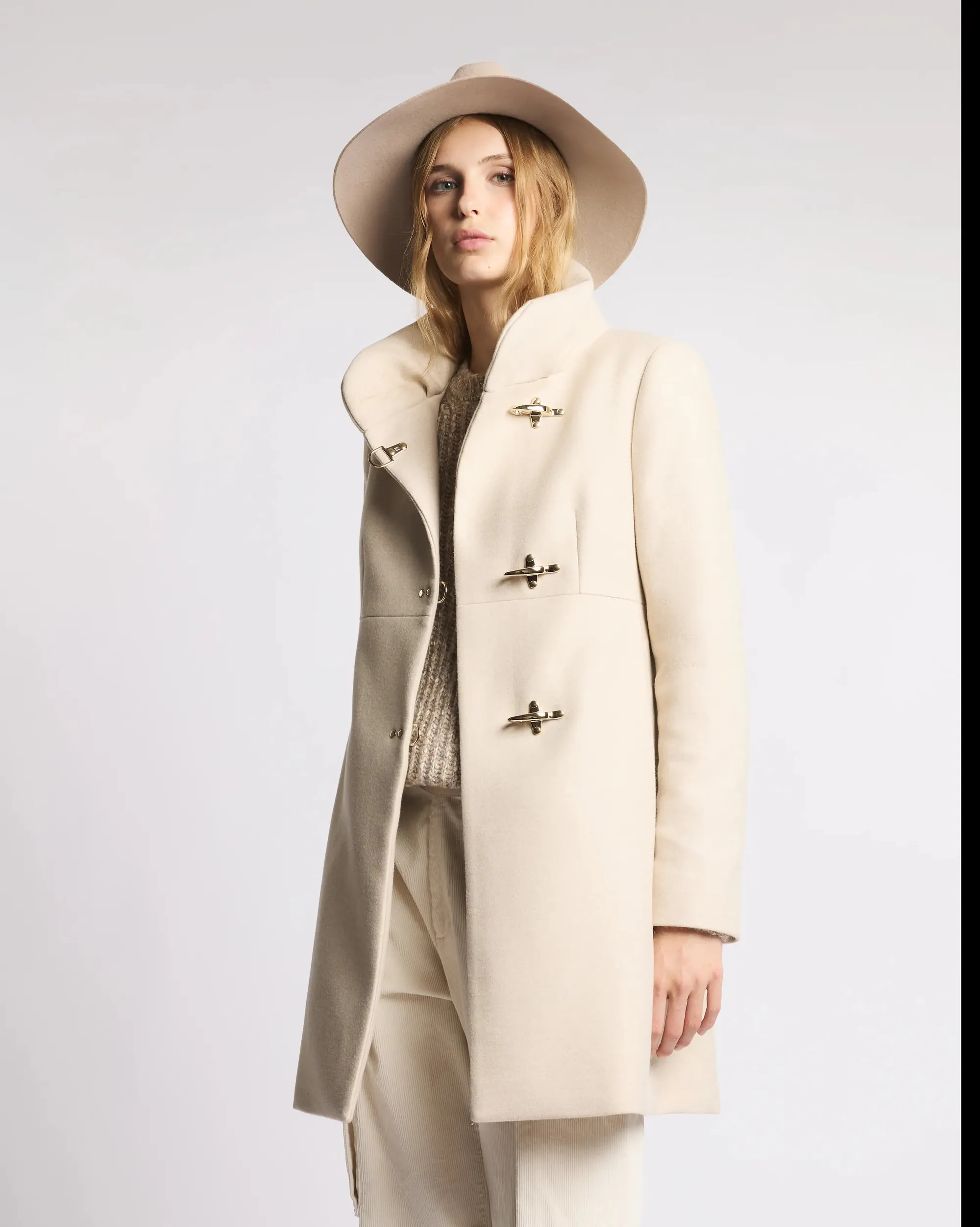 Fay Cappotto Romantic In Panno Di Lana Melange Bianco Naw5051Y050Xmyc002 157345