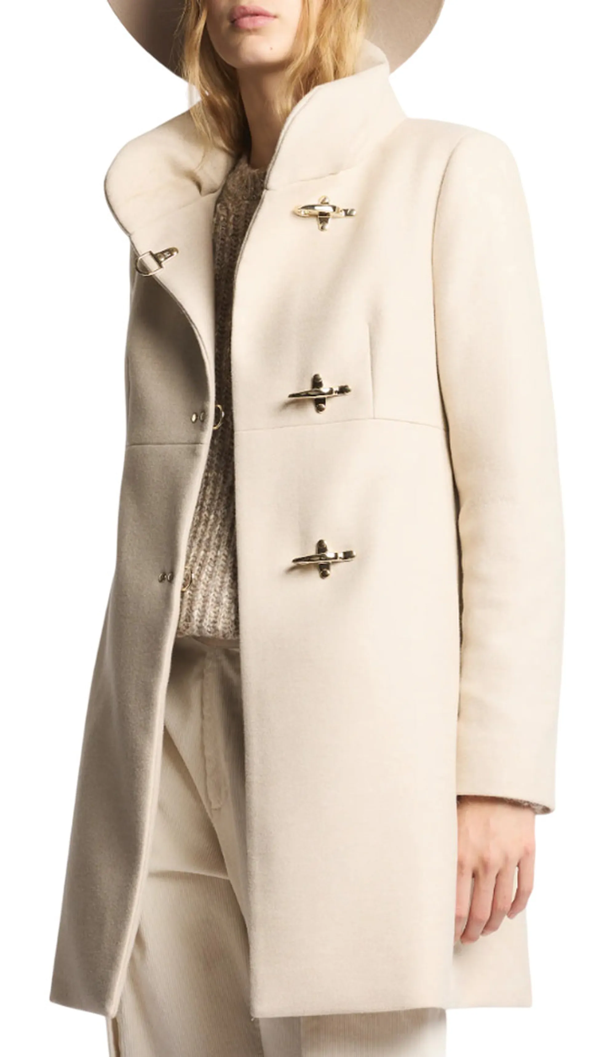 Fay B'Romantic Coat In Melange Wool Cloth' White Naw5051Y050Xmyc002 157525