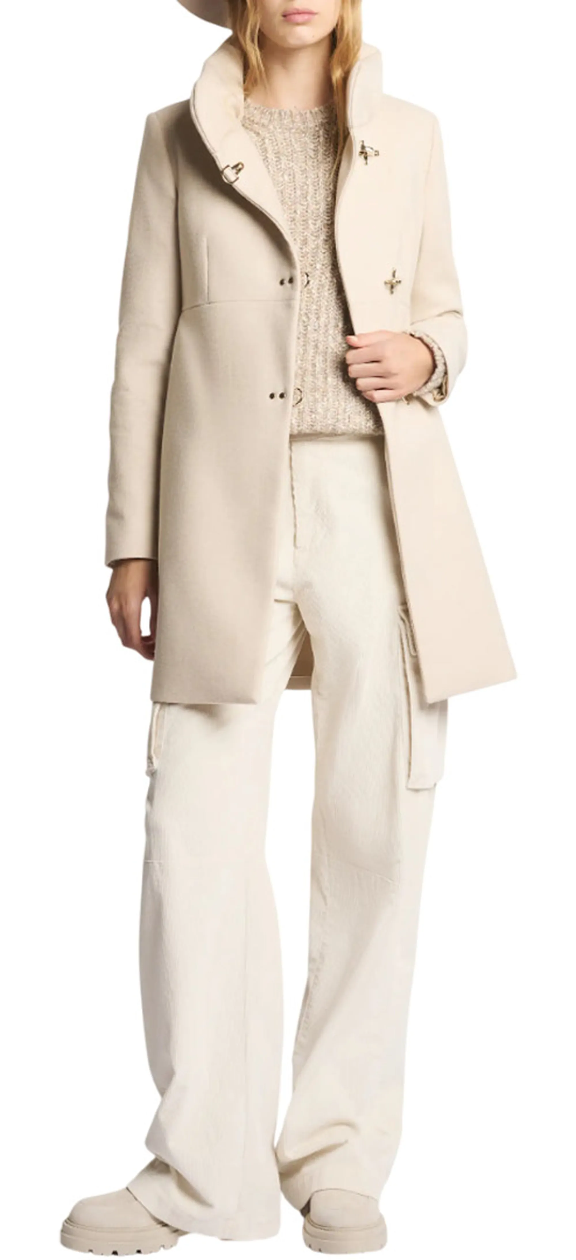 Fay B'Romantic Coat In Melange Wool Cloth' White Naw5051Y050Xmyc002 157527