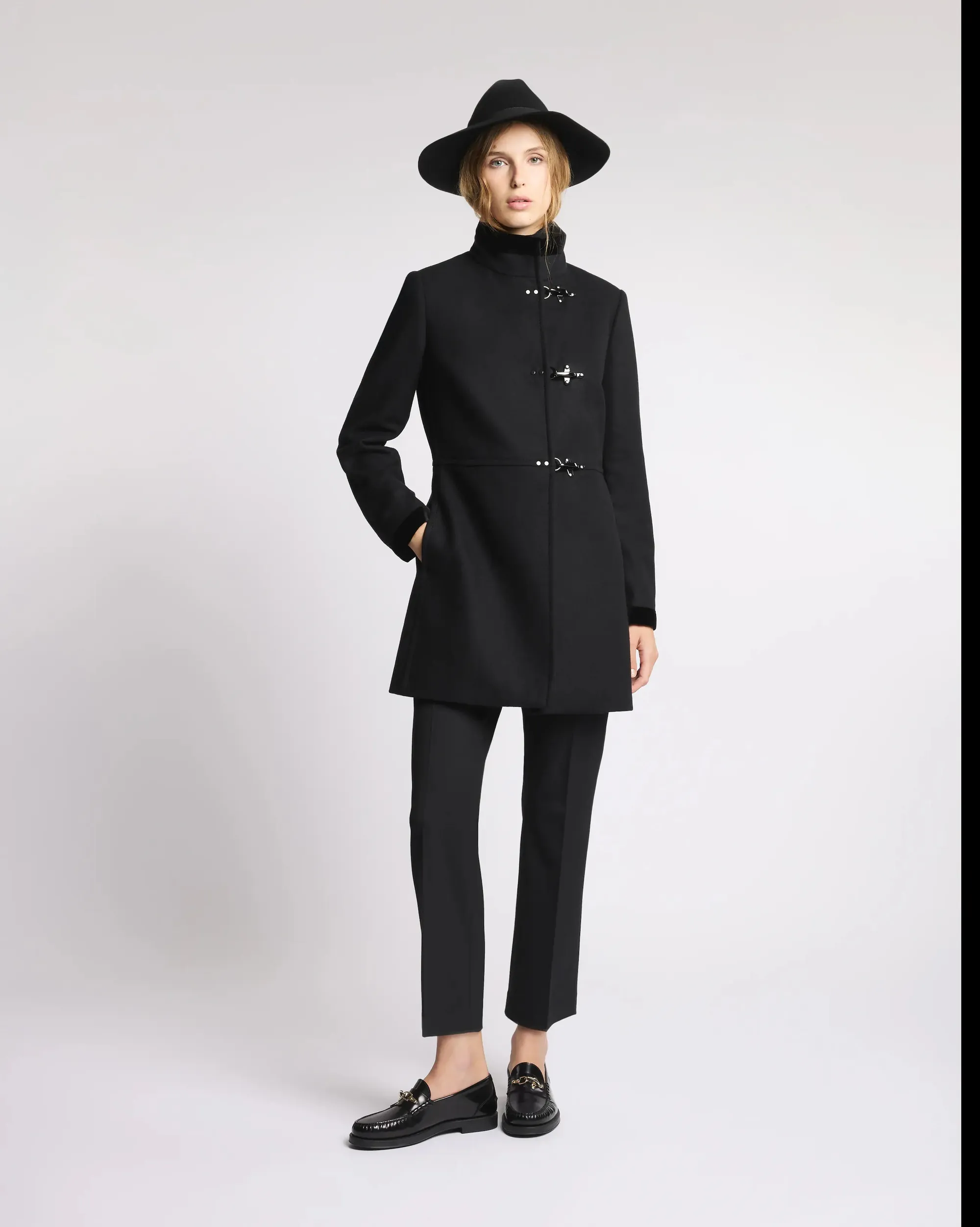Fay Cappotto Virginia In Panno Di Lana Melange Nero Naw50514000Sglb999 157293