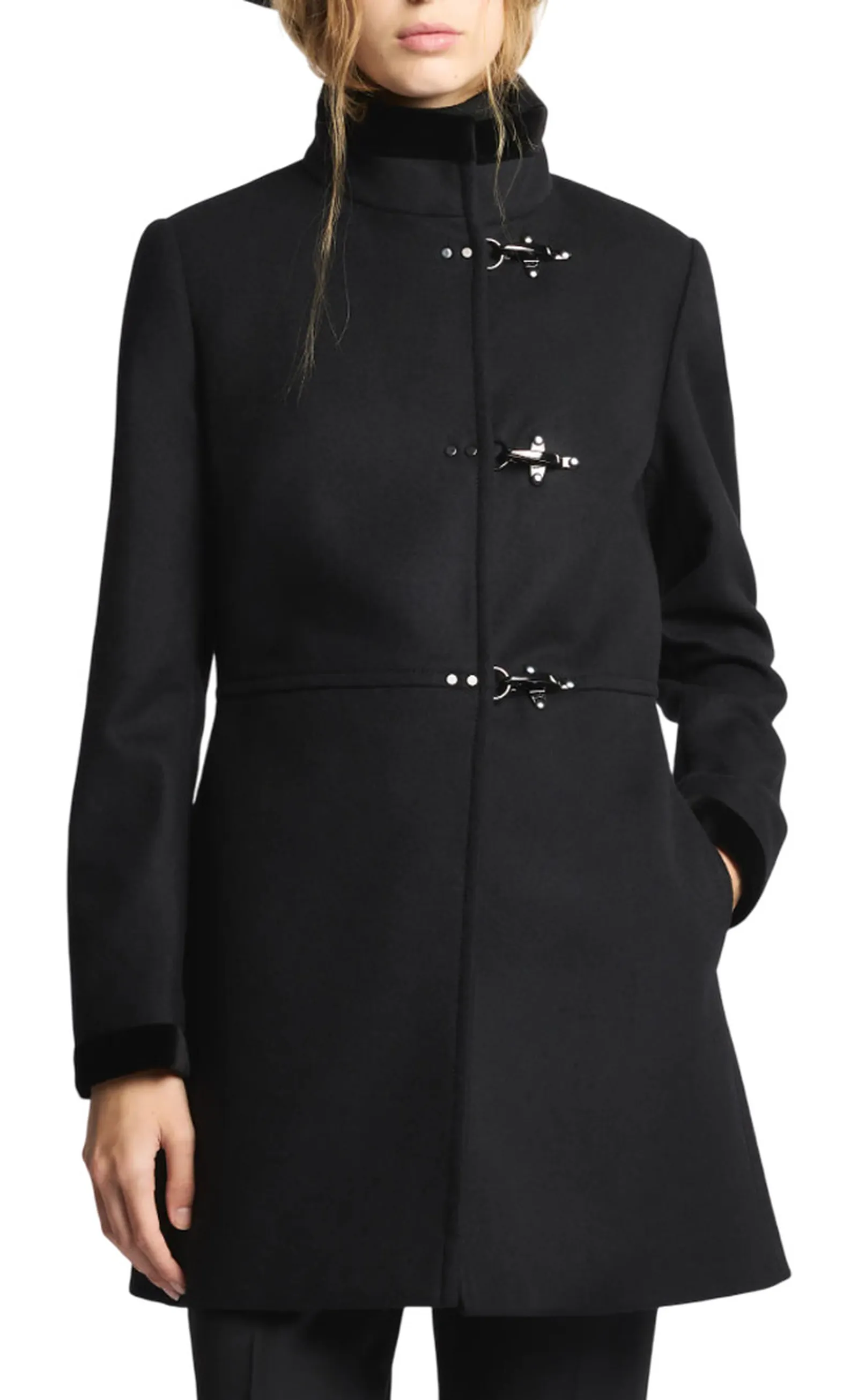 Fay Cappotto Virginia In Panno Di Lana Melange Nero Naw50514000Sglb999 157453