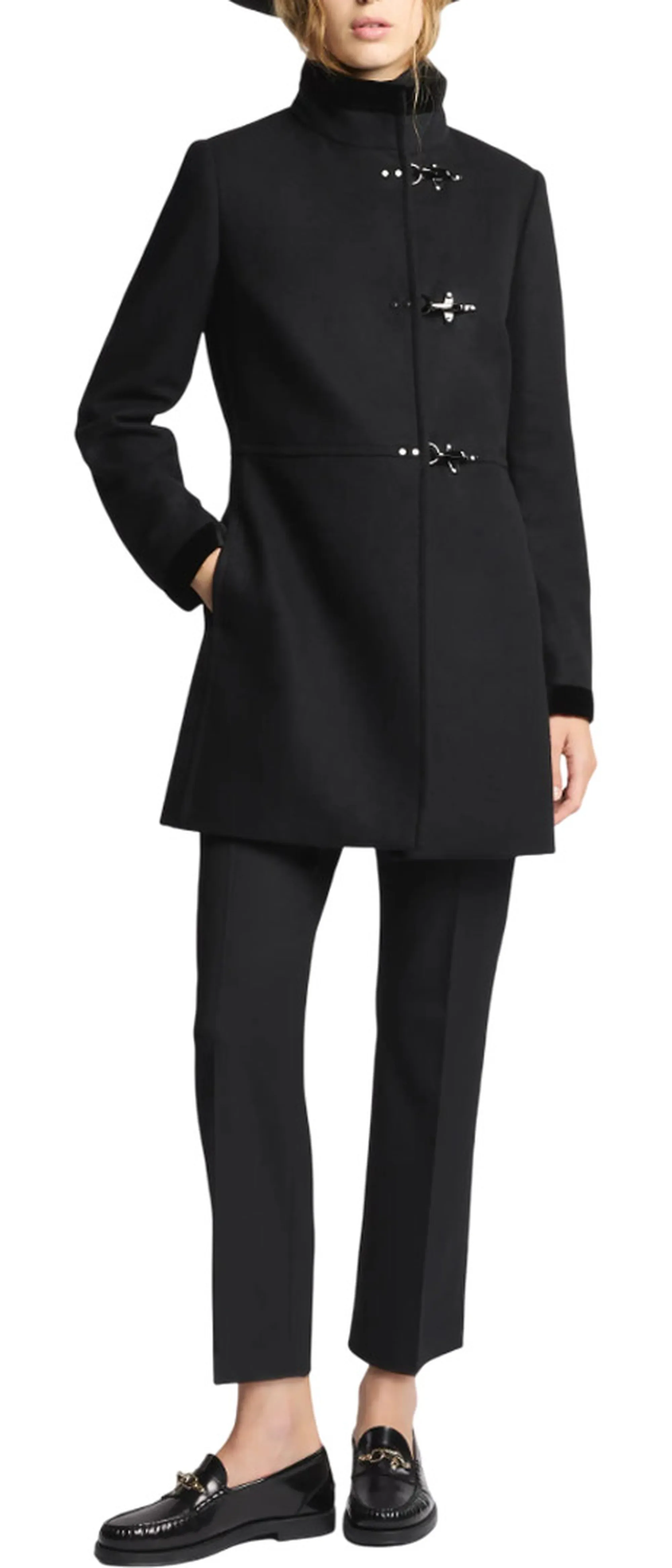 Fay B'Virginia Coat In Melange Wool Cloth' Black Naw50514000Sglb999 157455