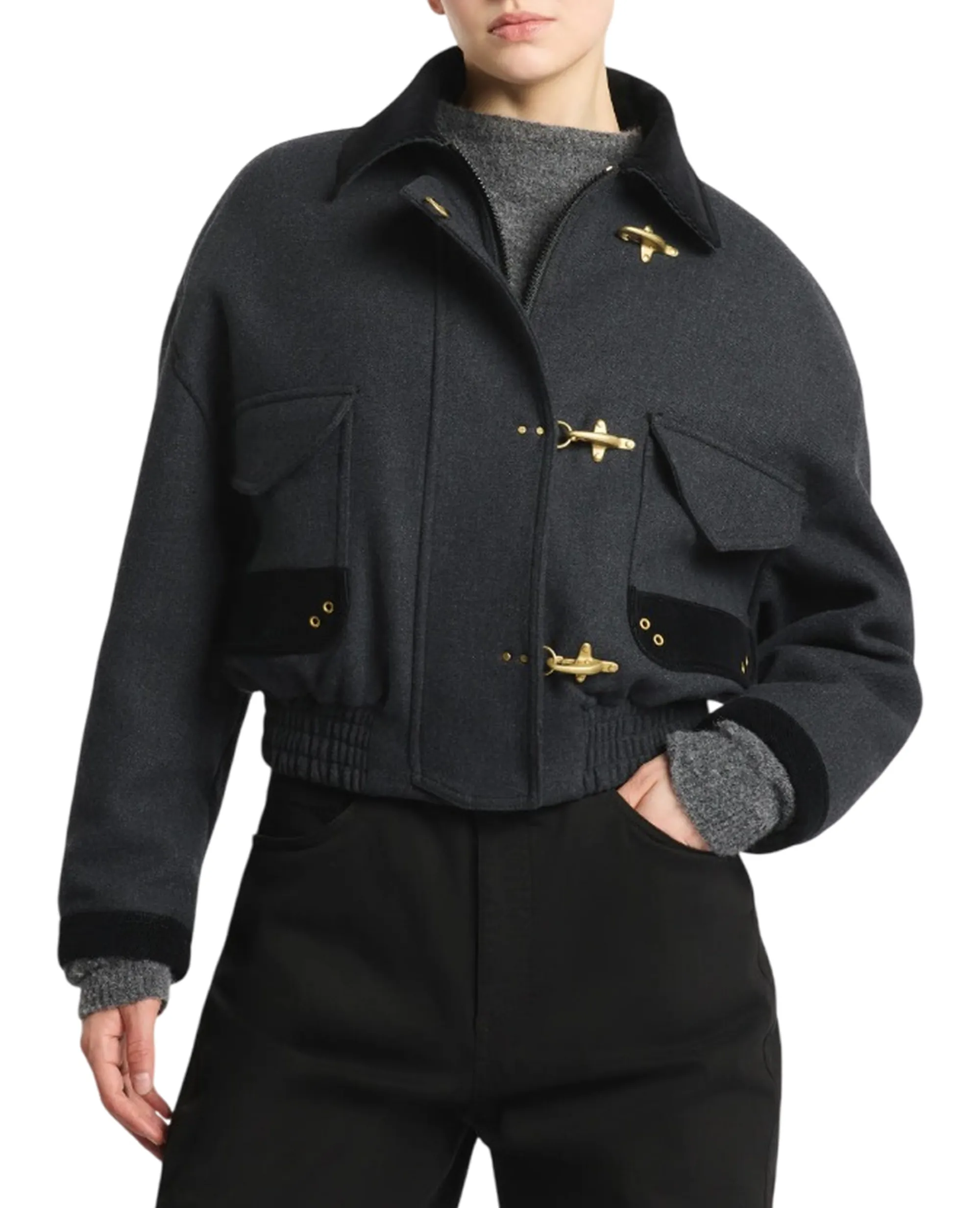Fay B'3-Hook Jacket In Melange Foudre' Grey Naw11533950Yqub800 199331