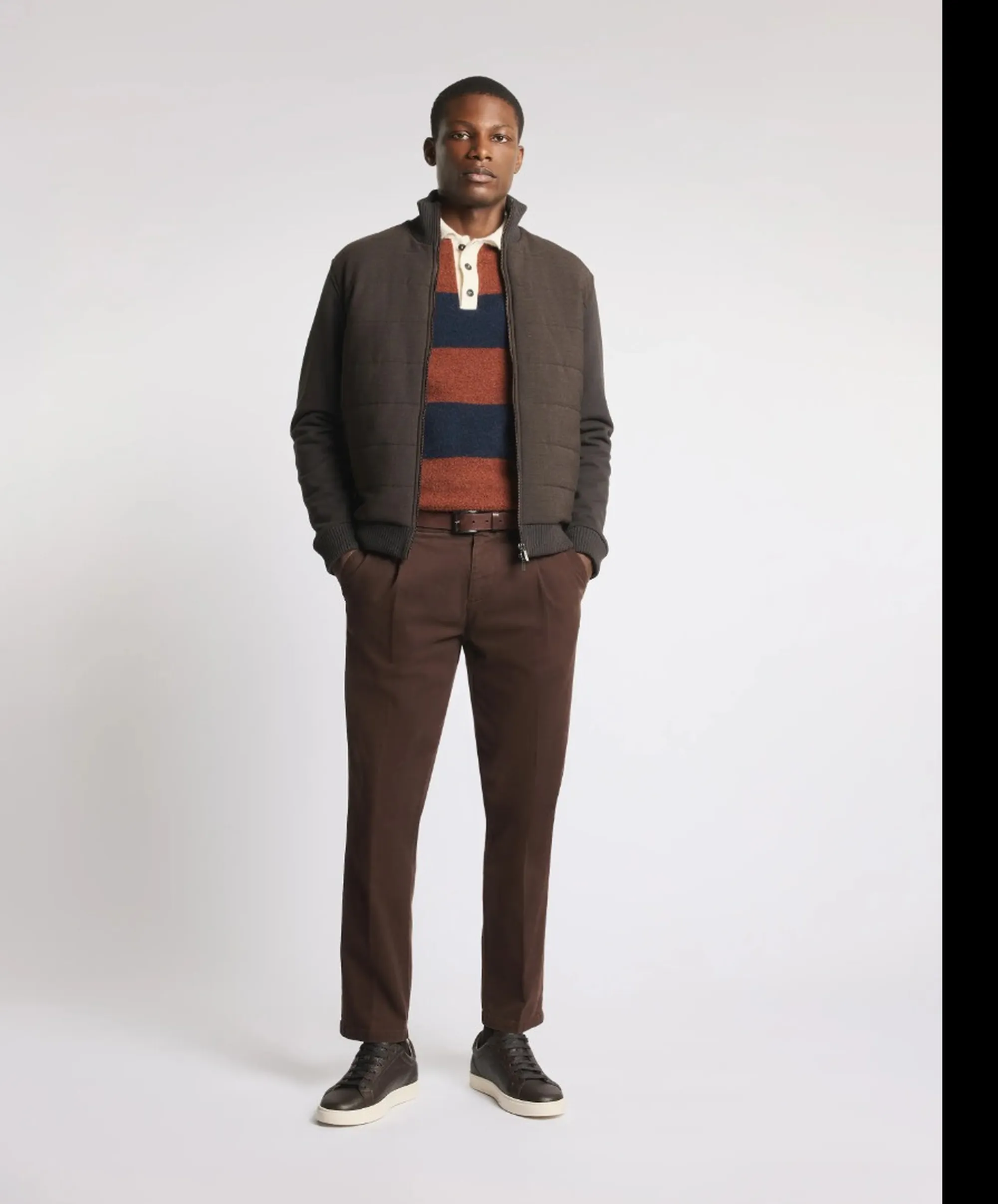 Fay B'Bi-Material Wool And Cotton Jacket' Brown Njmb5531720Ypgs804 190753