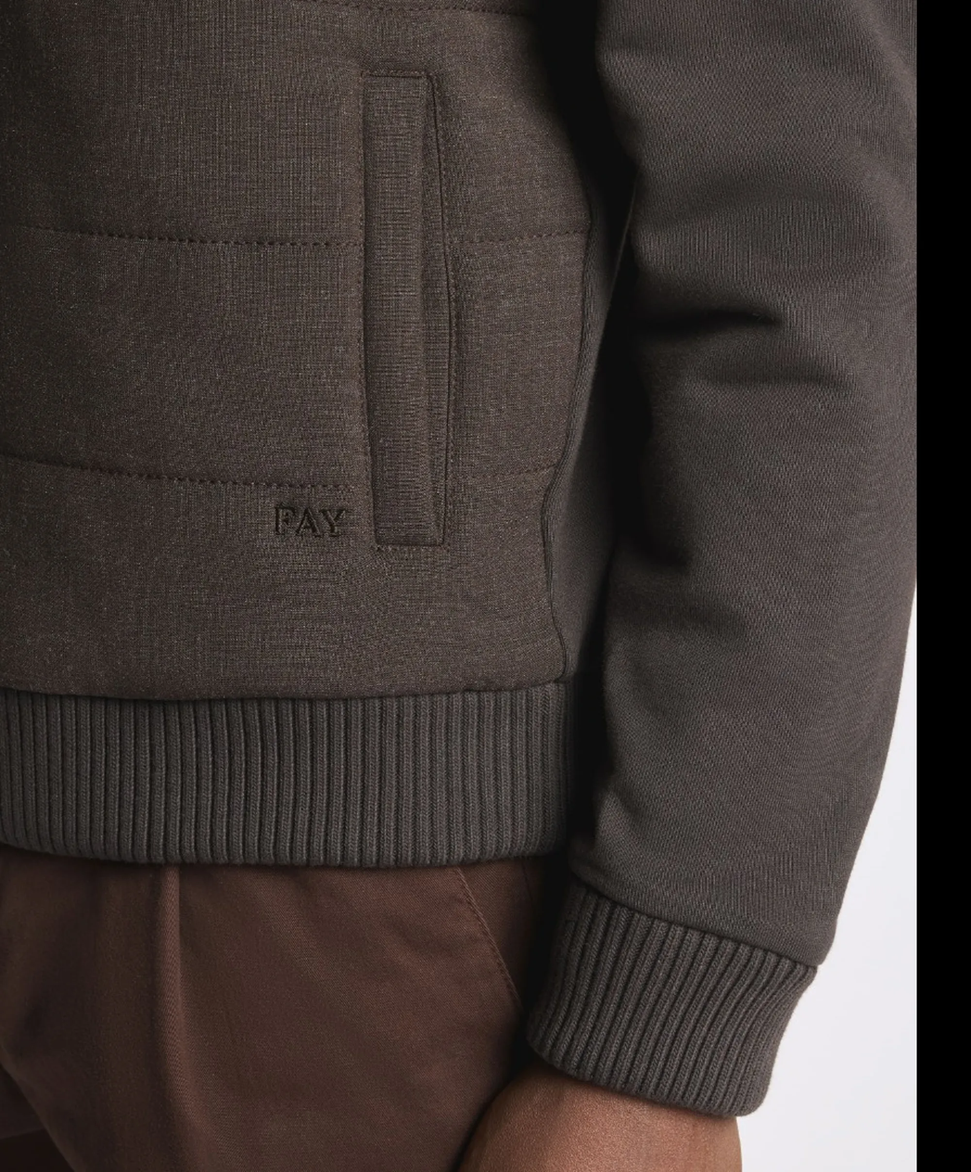 Fay B'Bi-Material Wool And Cotton Jacket' Brown Njmb5531720Ypgs804 190757
