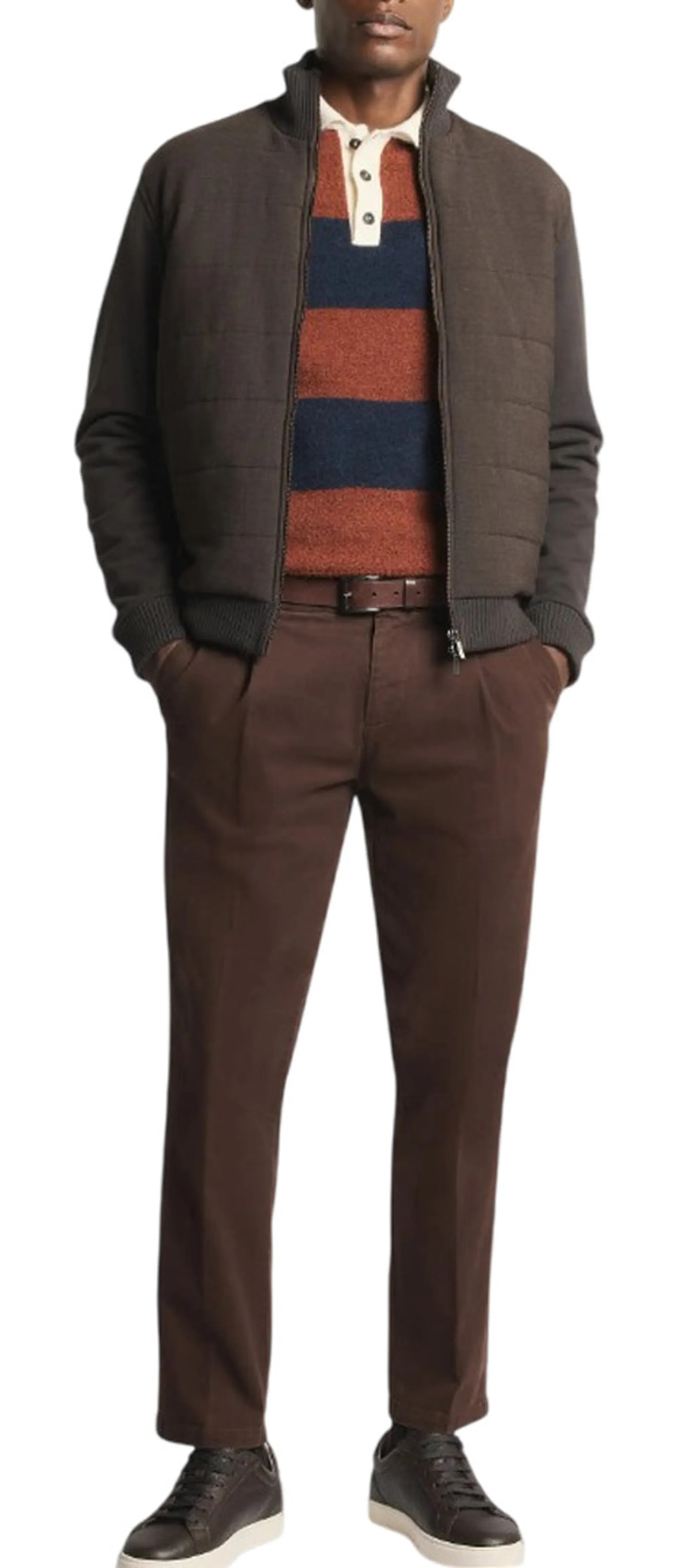 Fay B'Bi-Material Wool And Cotton Jacket' Brown Njmb5531720Ypgs804 192445