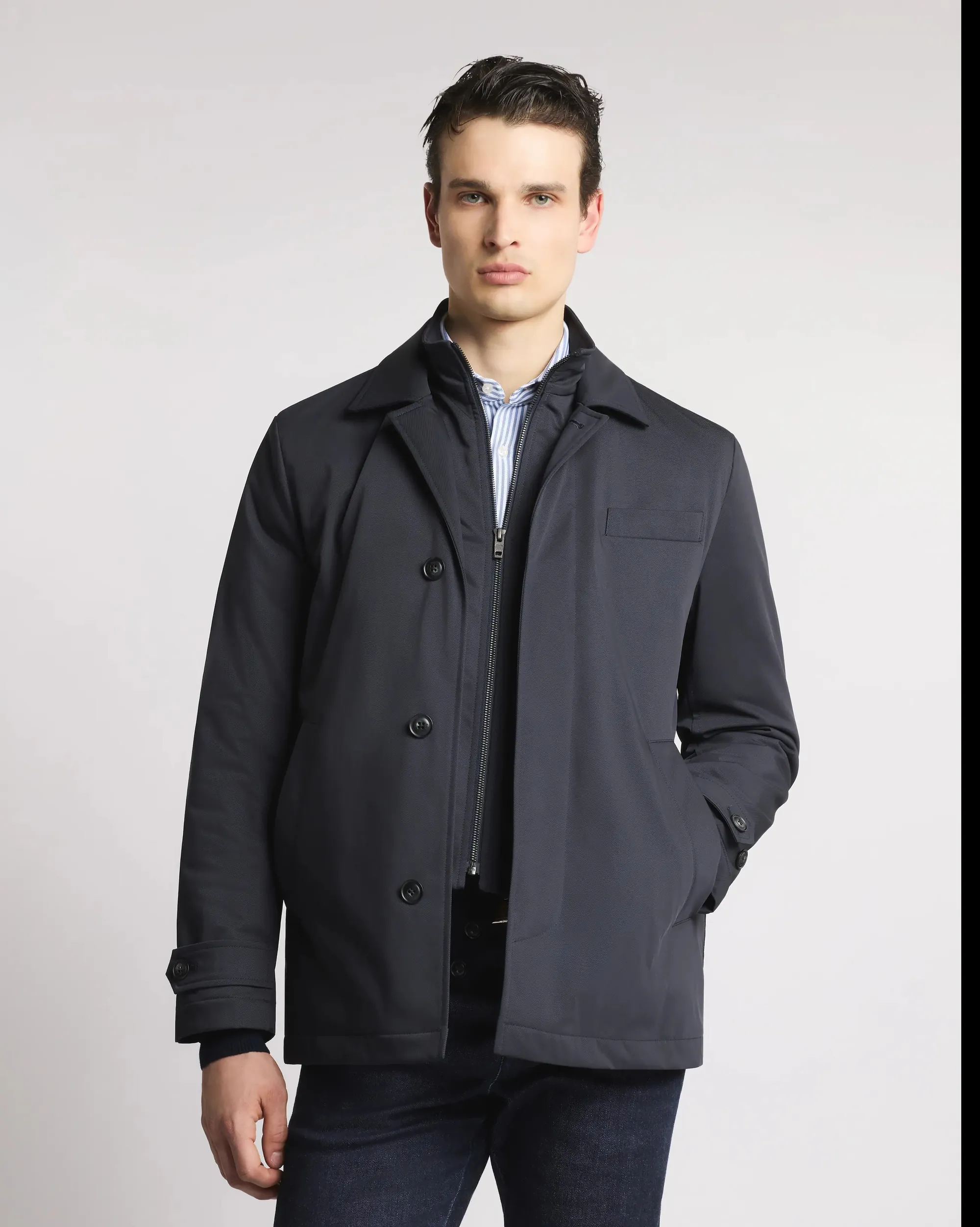 Fay B'Short Morning Jacket In Technical Gabardine' Blu Nam13510010Xlbu807 157369