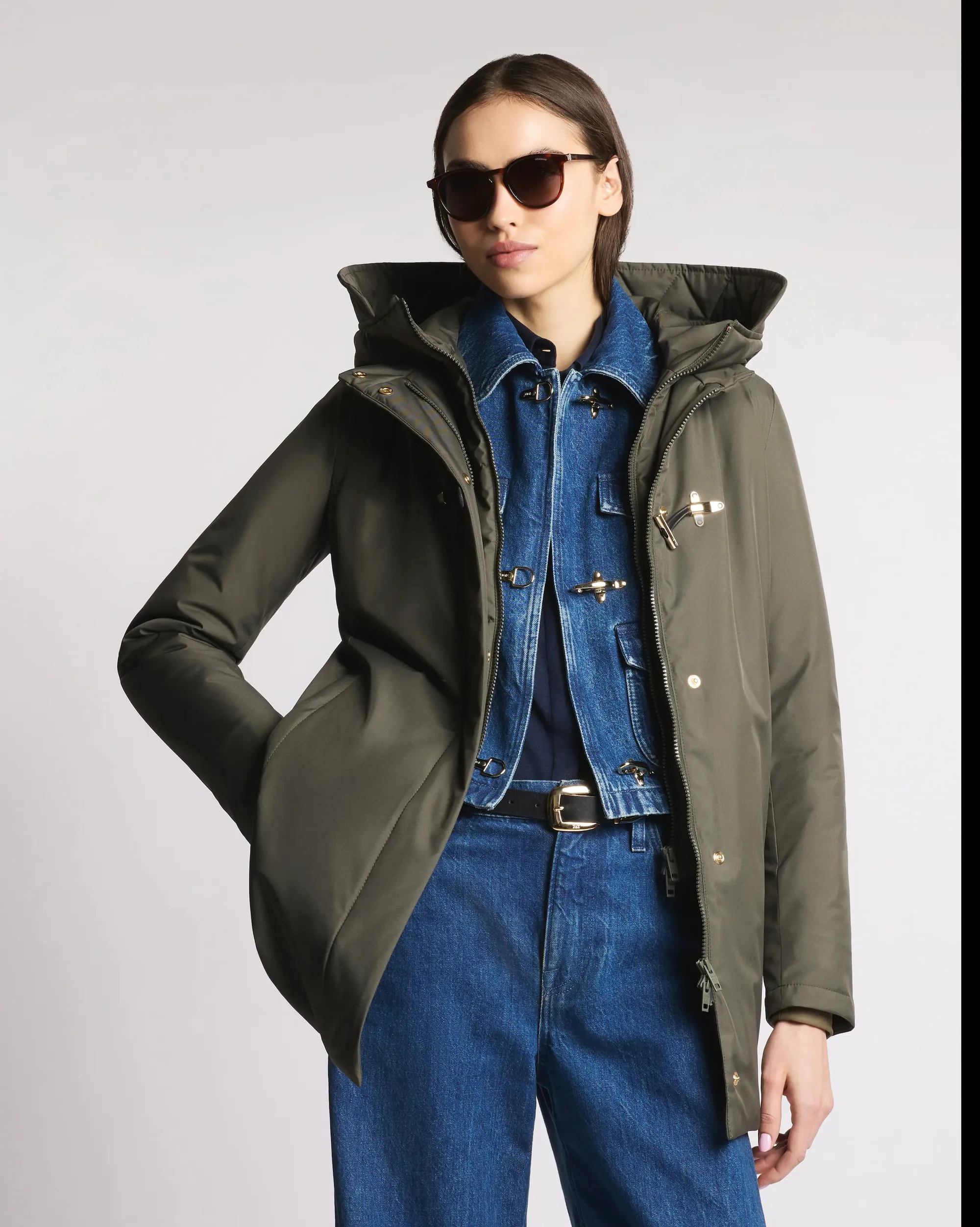 Fay Giubbino Toggle In Gabardine Tecnico Verde Naw59513830Zxev805 157308