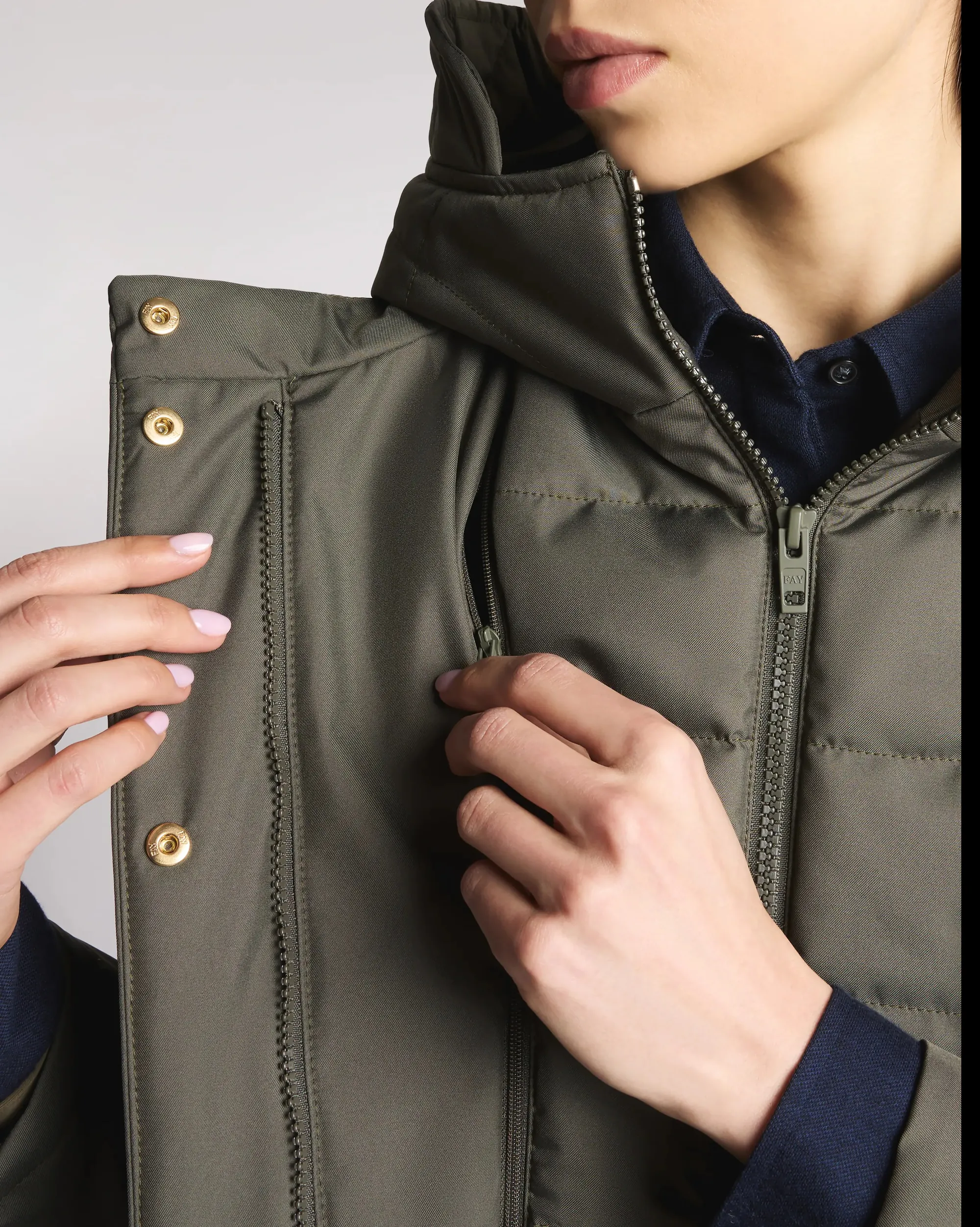 Fay Giubbino Toggle In Gabardine Tecnico Verde Naw59513830Zxev805 157311