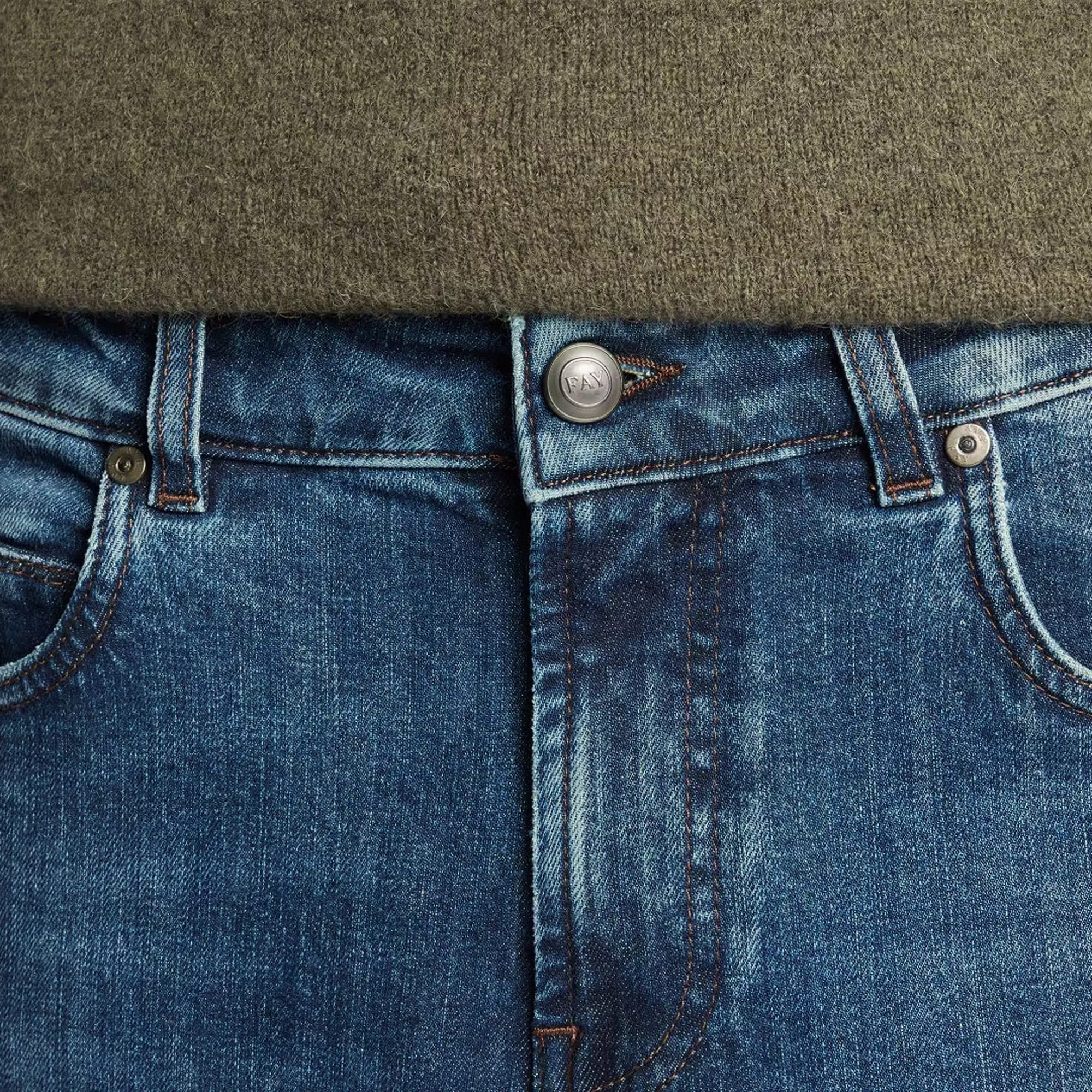 Fay B'Jeans 5 Pocket In Denim Stretch' Blue Denim Ntm8753196Lvh2U610 192015