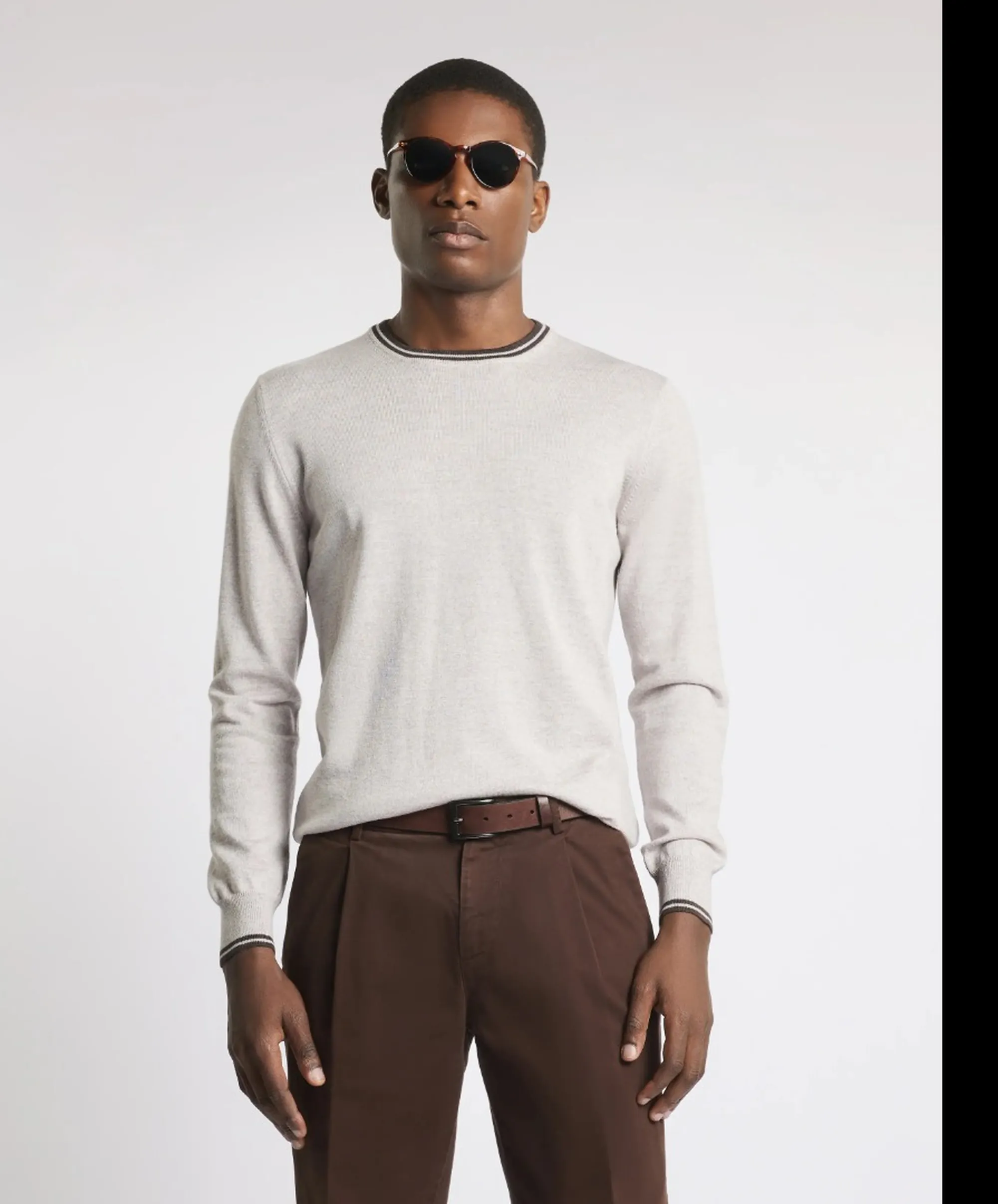 Fay B'Crew Neck Wool Sweater' Light Gray Nmmc1532230Wjf01Hl 190715