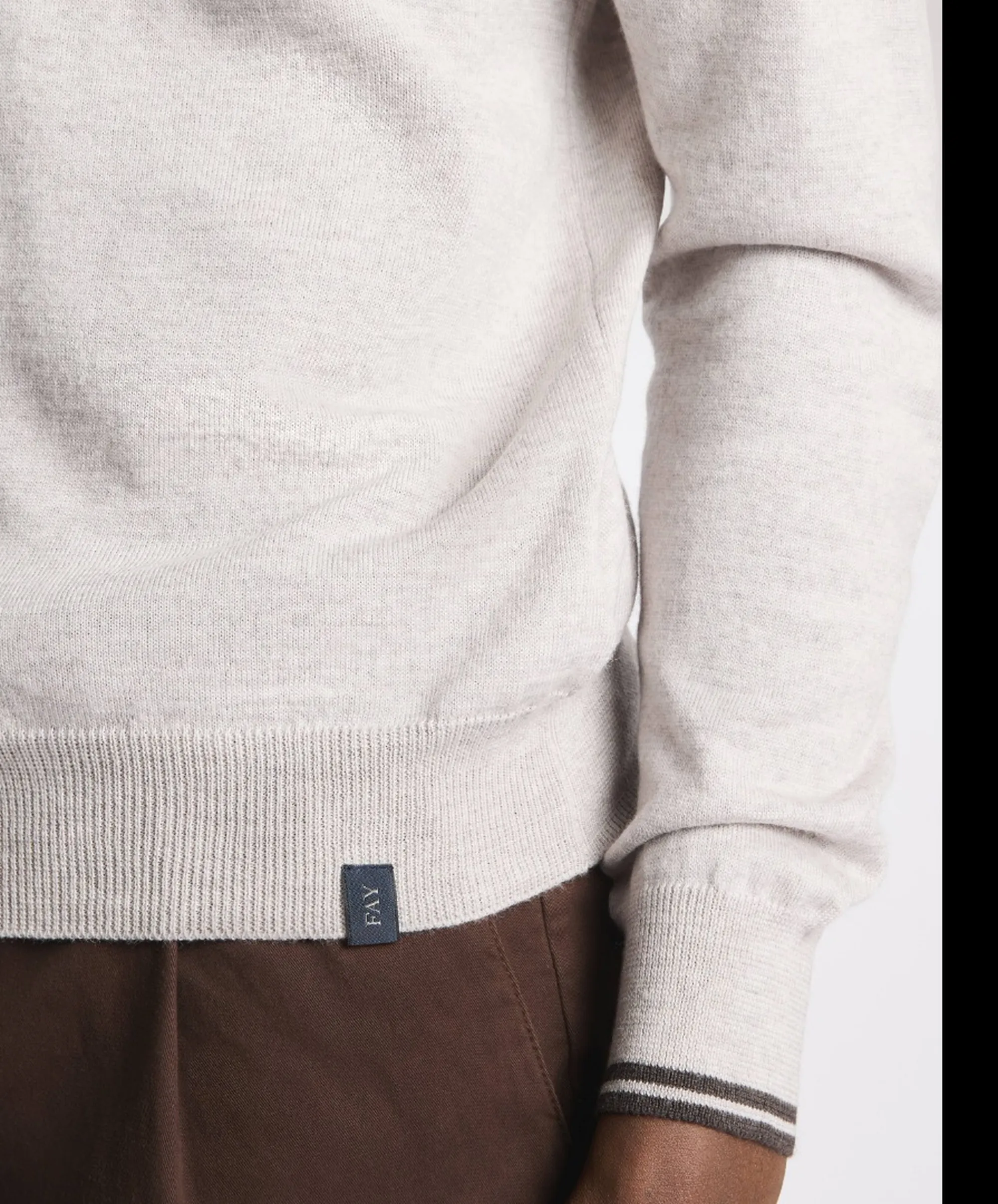 Fay B'Crew Neck Wool Sweater' Light Gray Nmmc1532230Wjf01Hl 190718