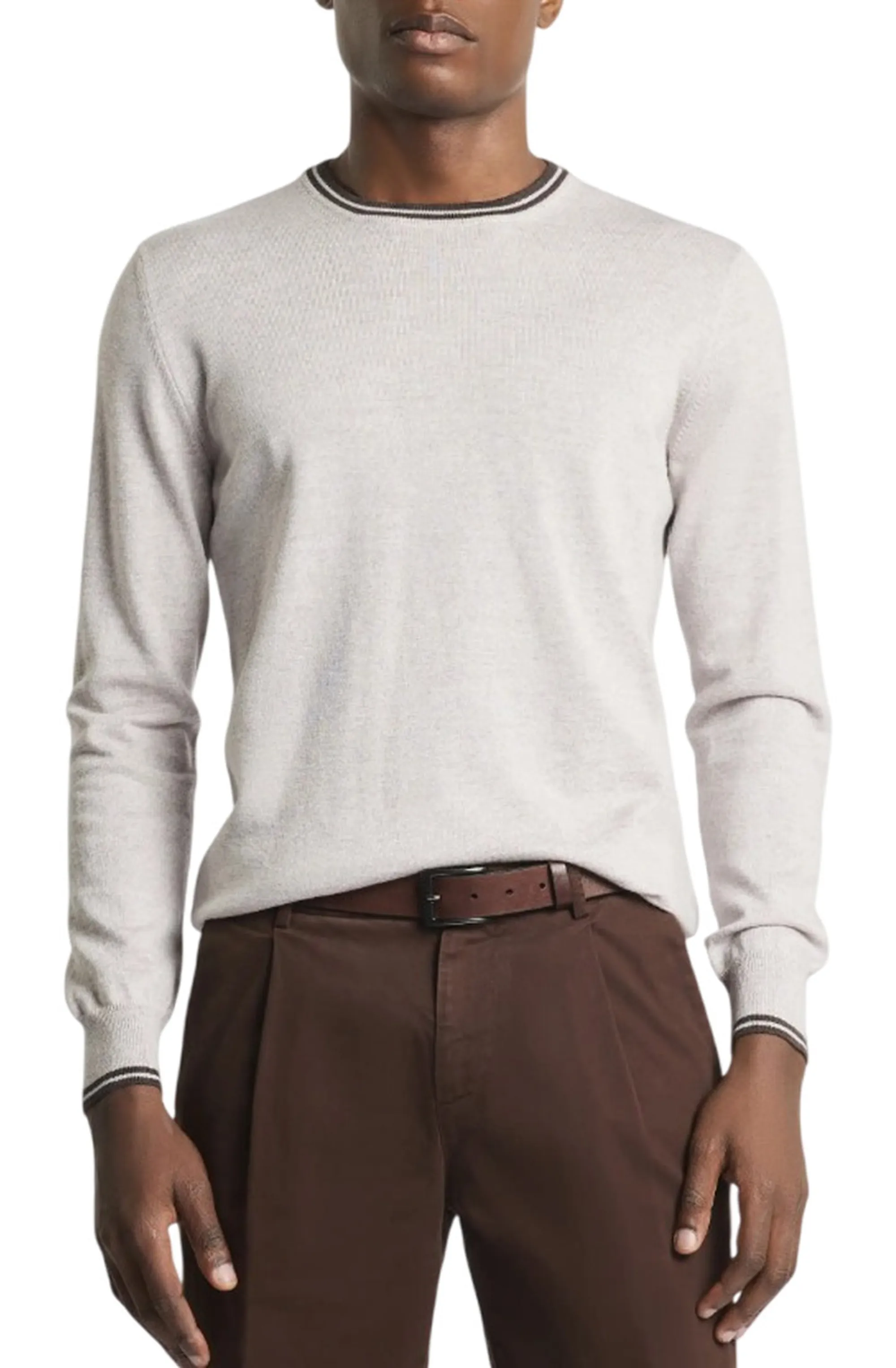 Fay B'Crew Neck Wool Sweater' Light Gray Nmmc1532230Wjf01Hl 191002
