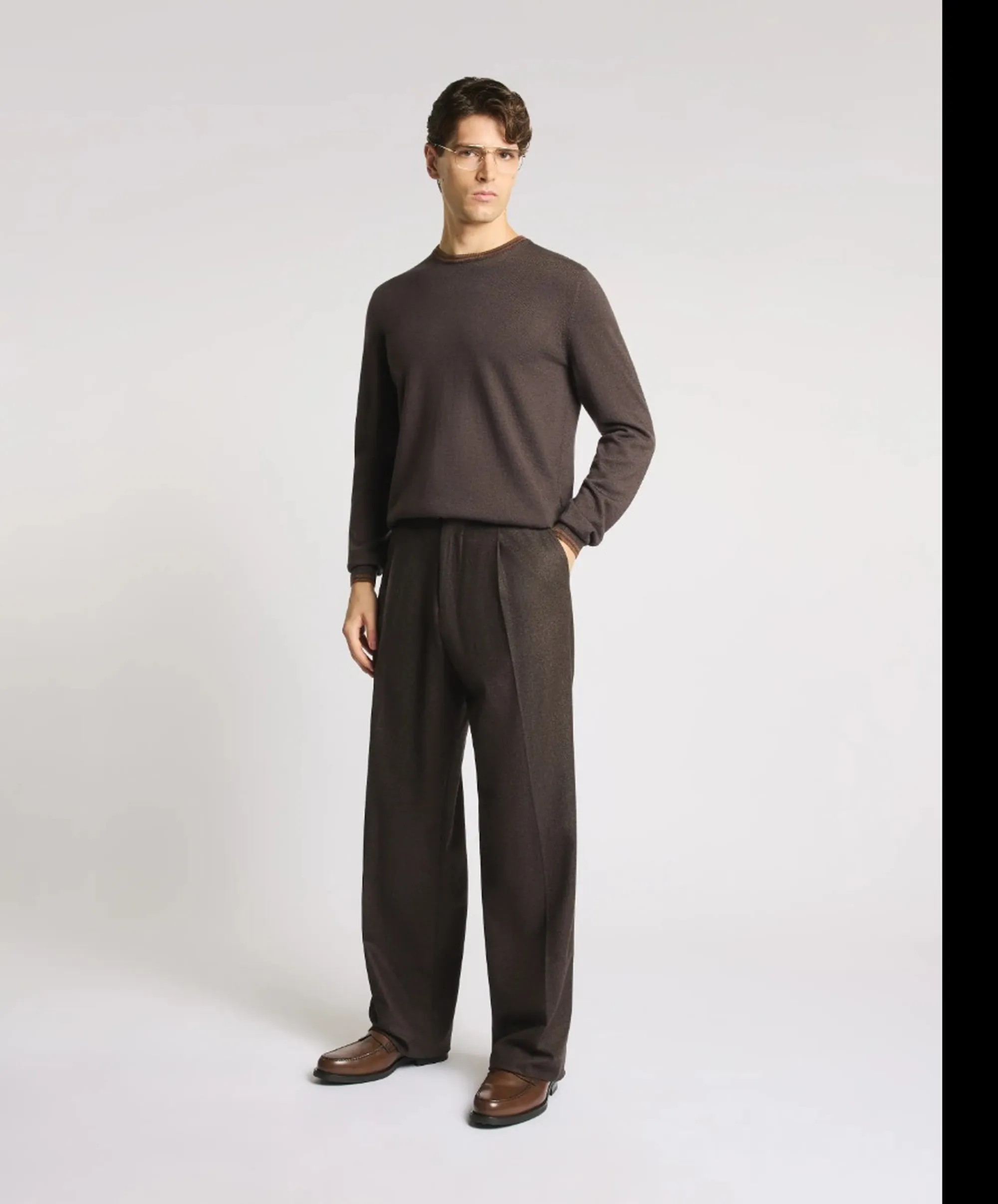 Fay B'Crew Neck Wool Sweater' Brown Nmmc1532230Wjf3622 190729