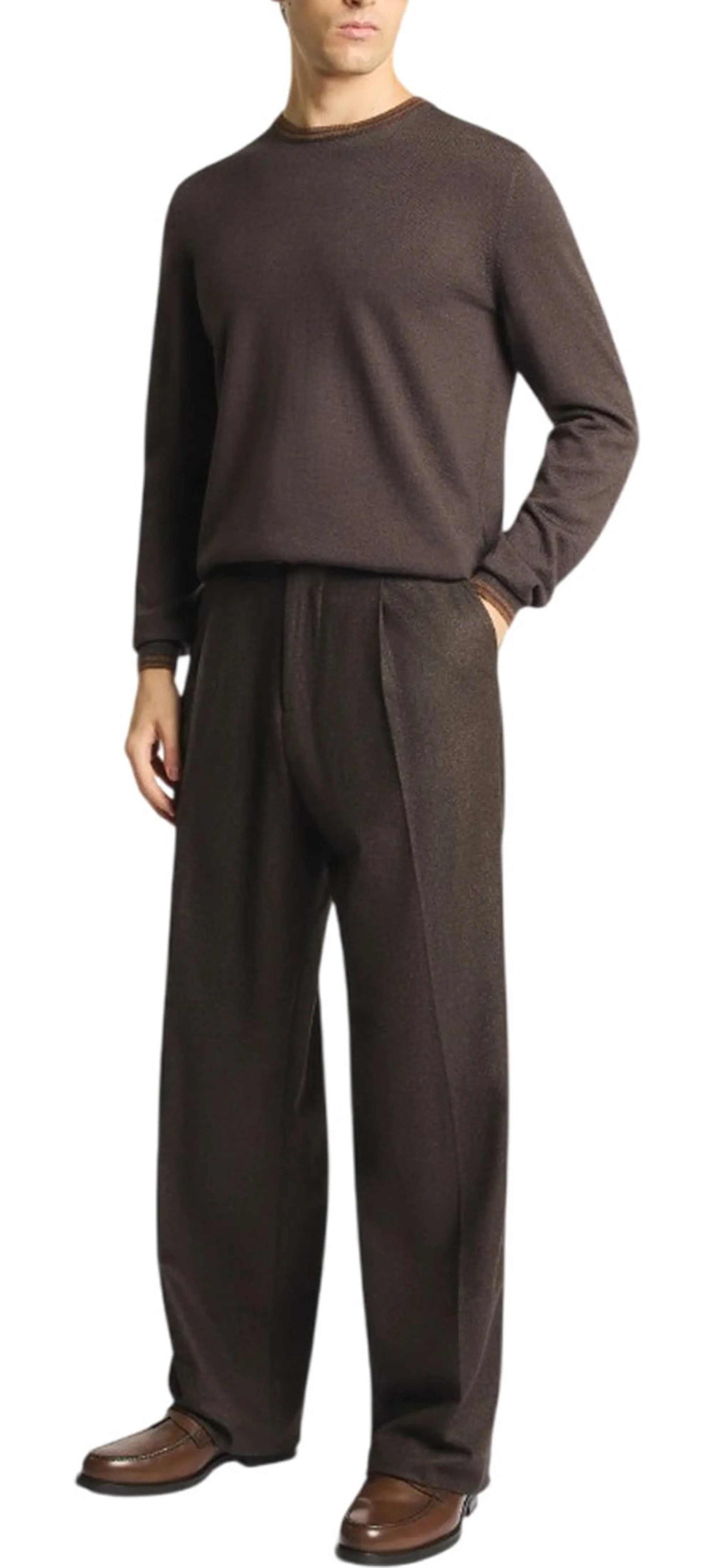 Fay B'Crew Neck Wool Sweater' Brown Nmmc1532230Wjf3622 191056
