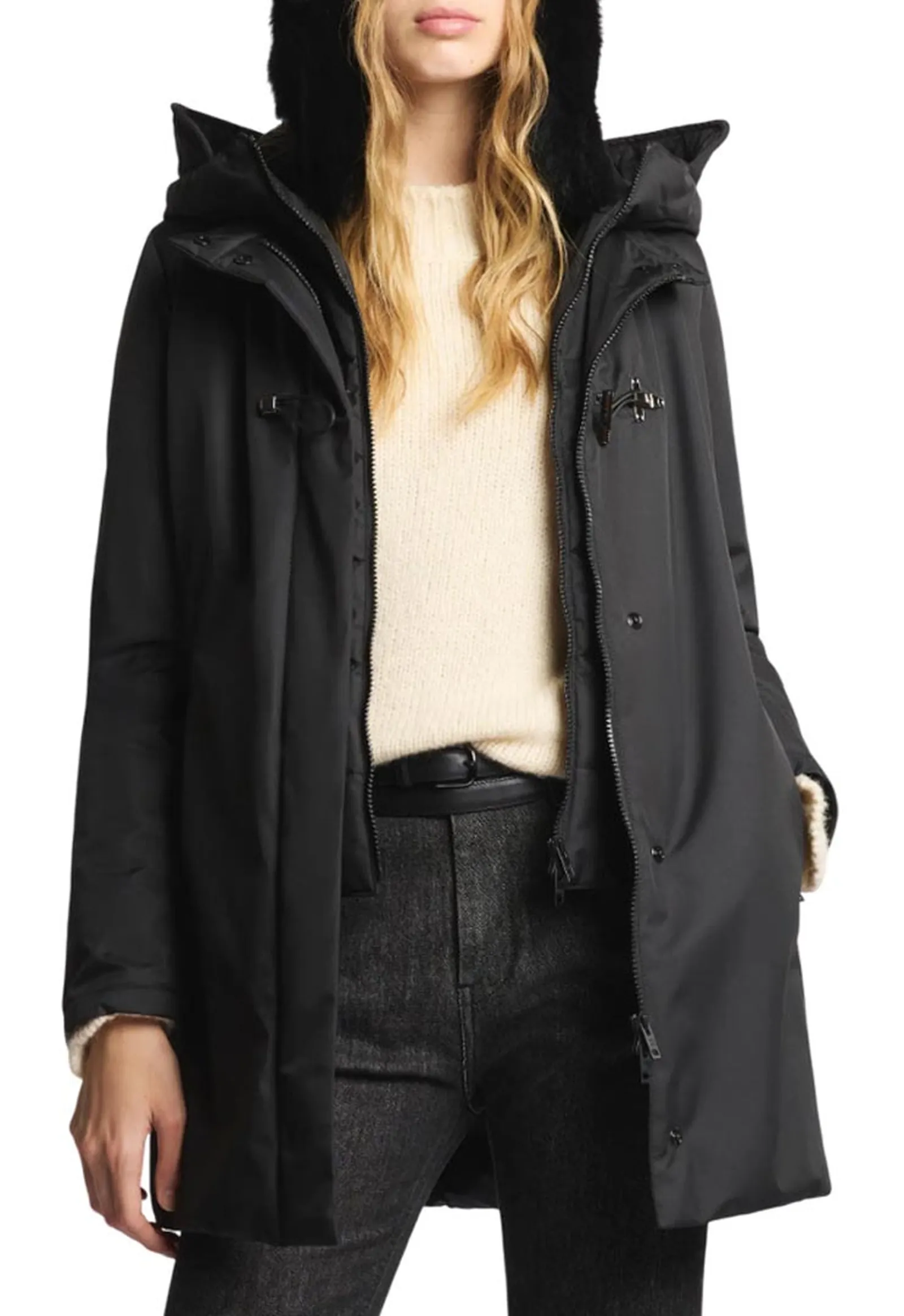 Fay Parka Toggle In Gabardine Tecnico Nero Naw59513830Zxeb999 160844
