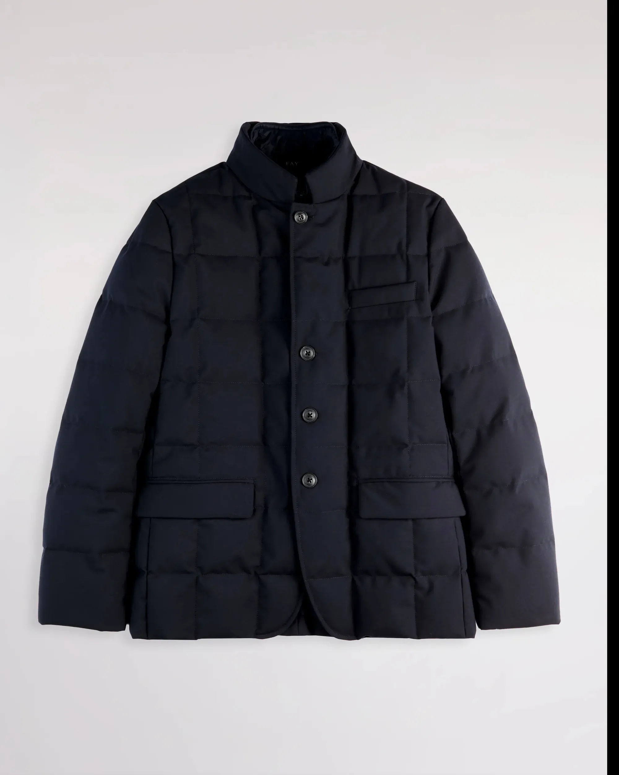 Fay B'Double-Front Short Down Jacket In Melange Canvas' Blu Nam45510210Xobu807 157374
