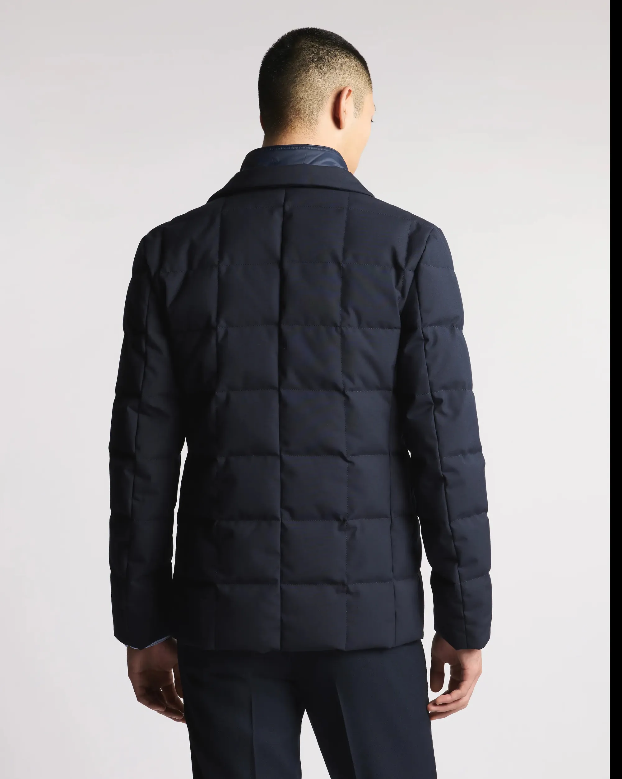 Fay B'Double-Front Short Down Jacket In Melange Canvas' Blu Nam45510210Xobu807 157375