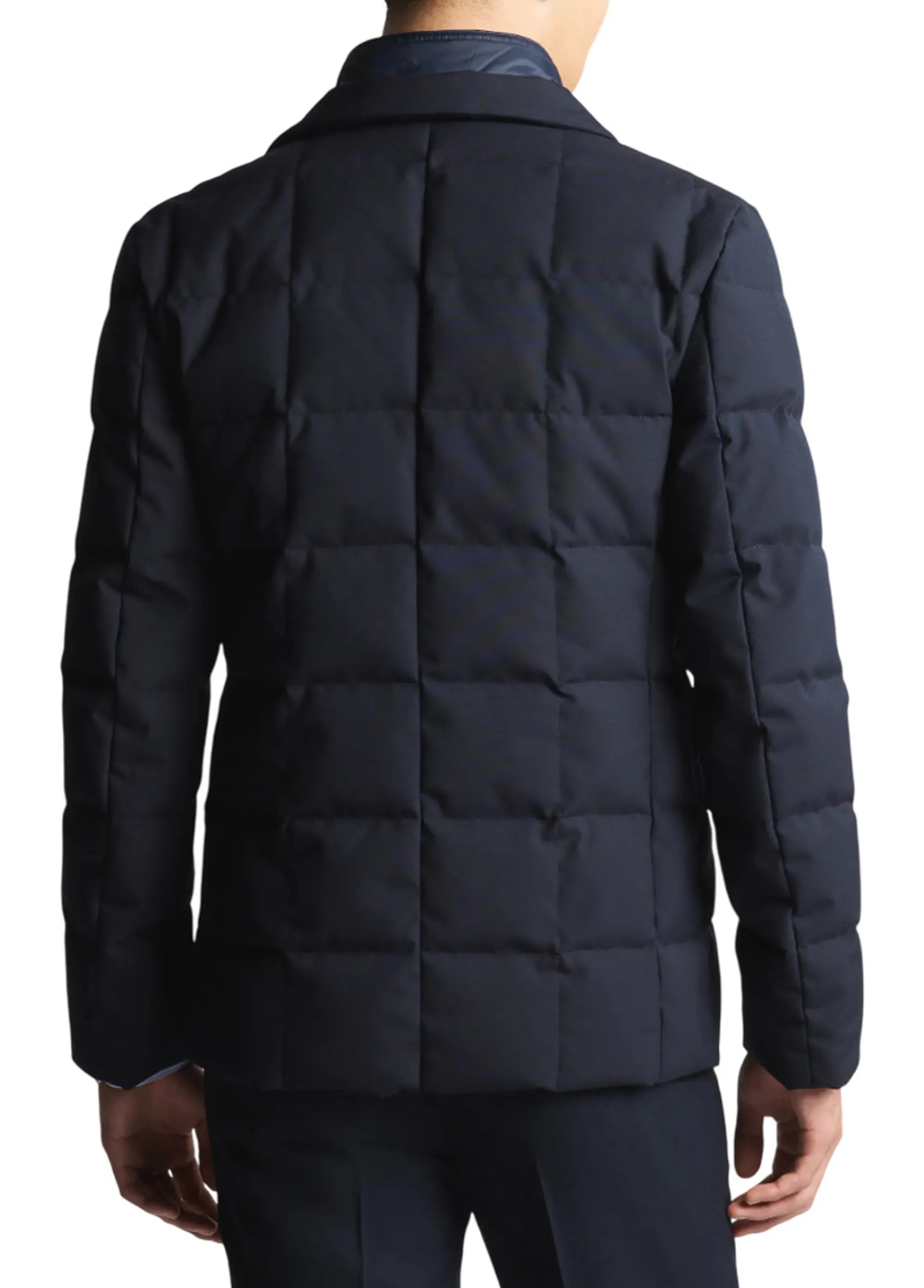 Fay B'Double-Front Short Down Jacket In Melange Canvas' Blu Nam45510210Xobu807 158115
