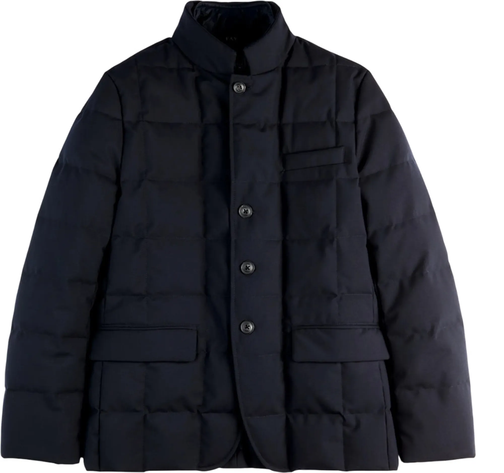 Fay B'Double-Front Short Down Jacket In Melange Canvas' Blu Nam45510210Xobu807 158120