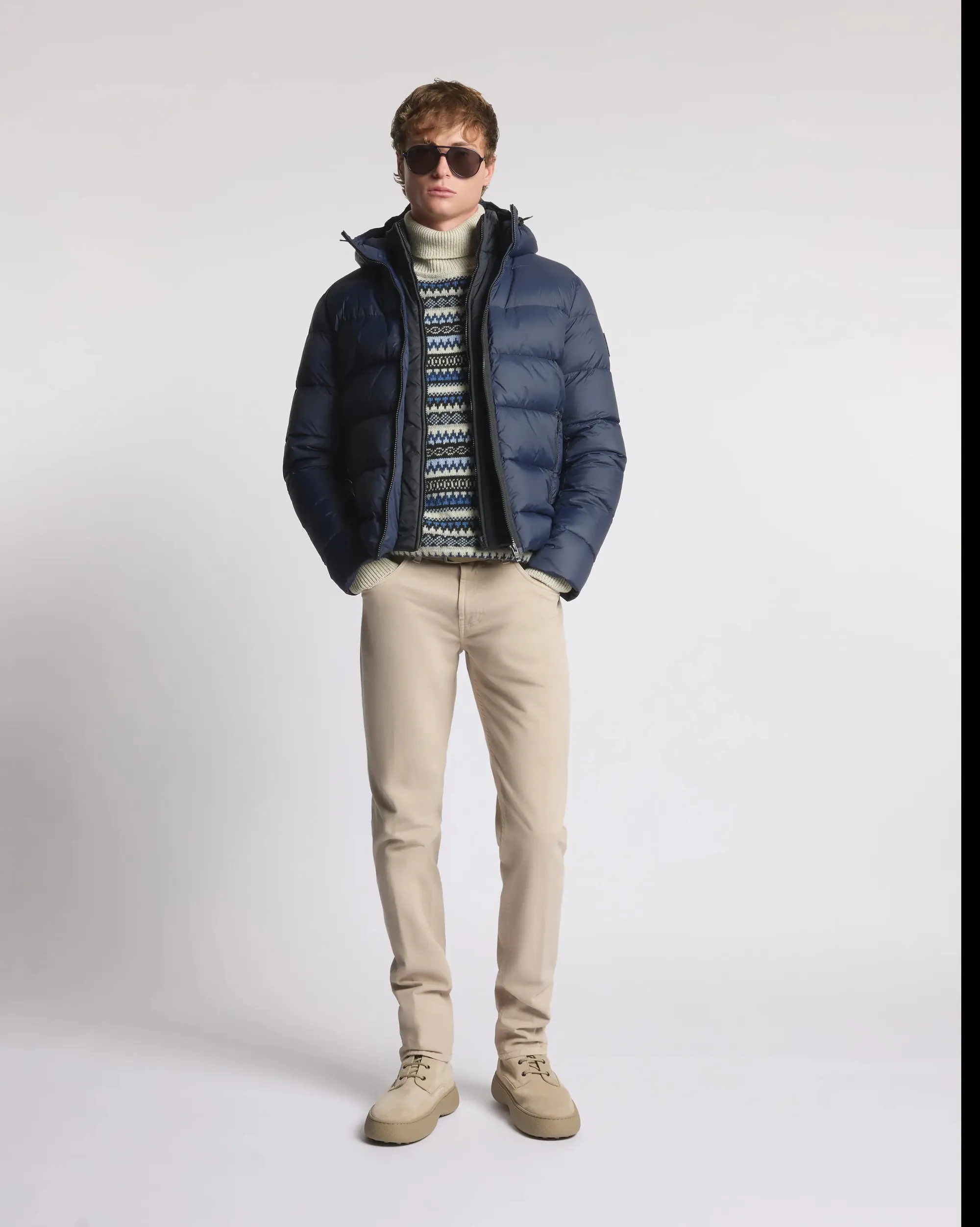 Fay B'Double-Front Down Jacket In Calendered Poplin' Blu Nam32510620Xmhu807 157270