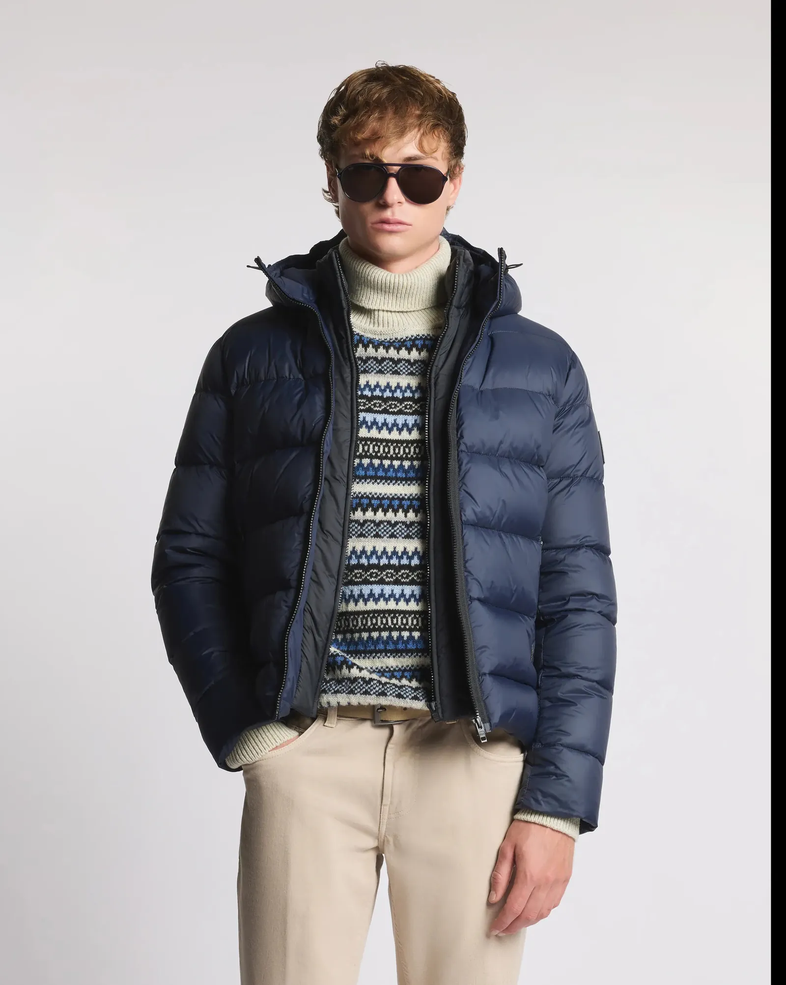 Fay Piumino Double Front In Popeline Calandrato Blu Nam32510620Xmhu807 157273