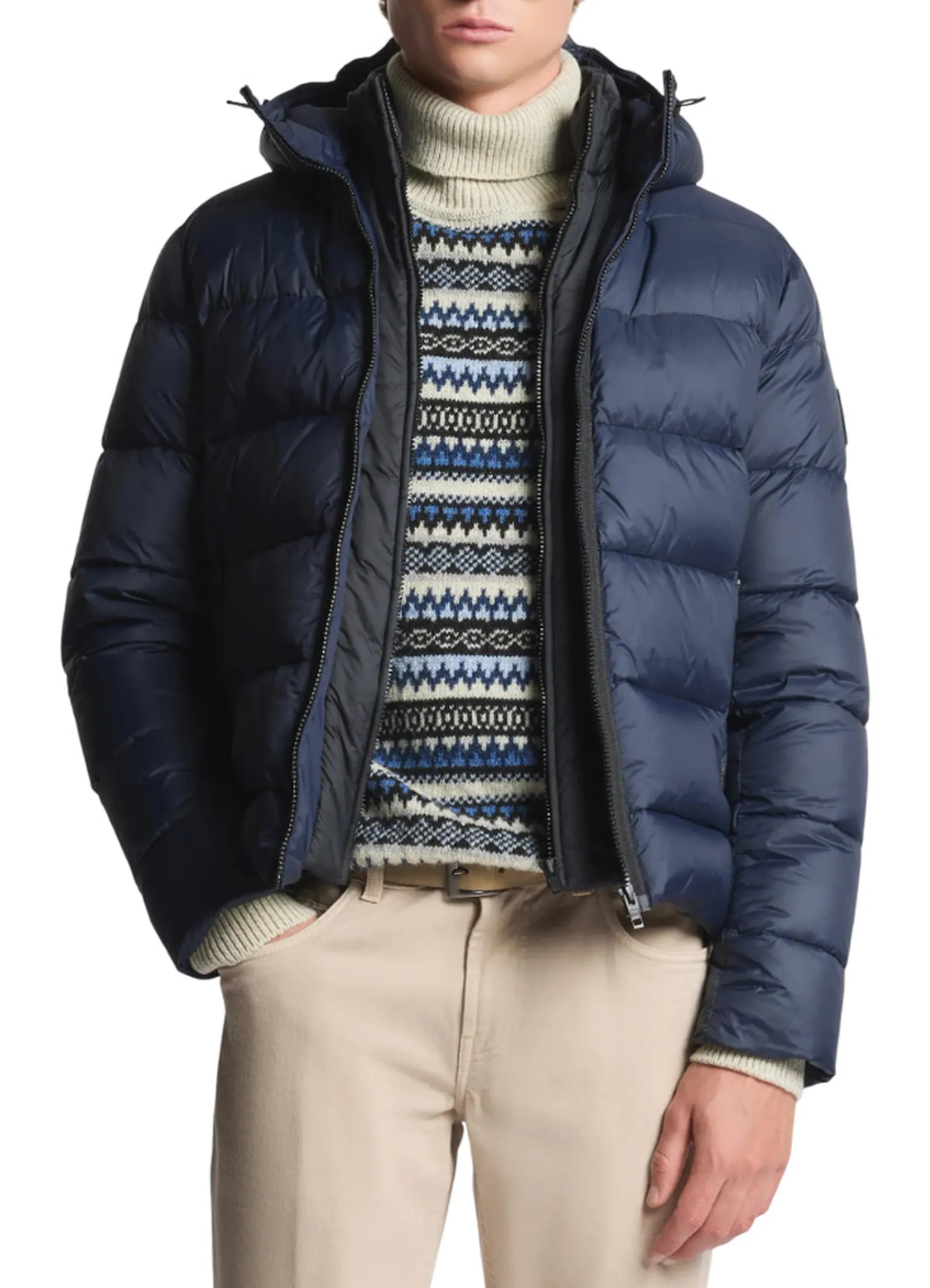 Fay Piumino Double Front In Popeline Calandrato Blu Nam32510620Xmhu807 158107