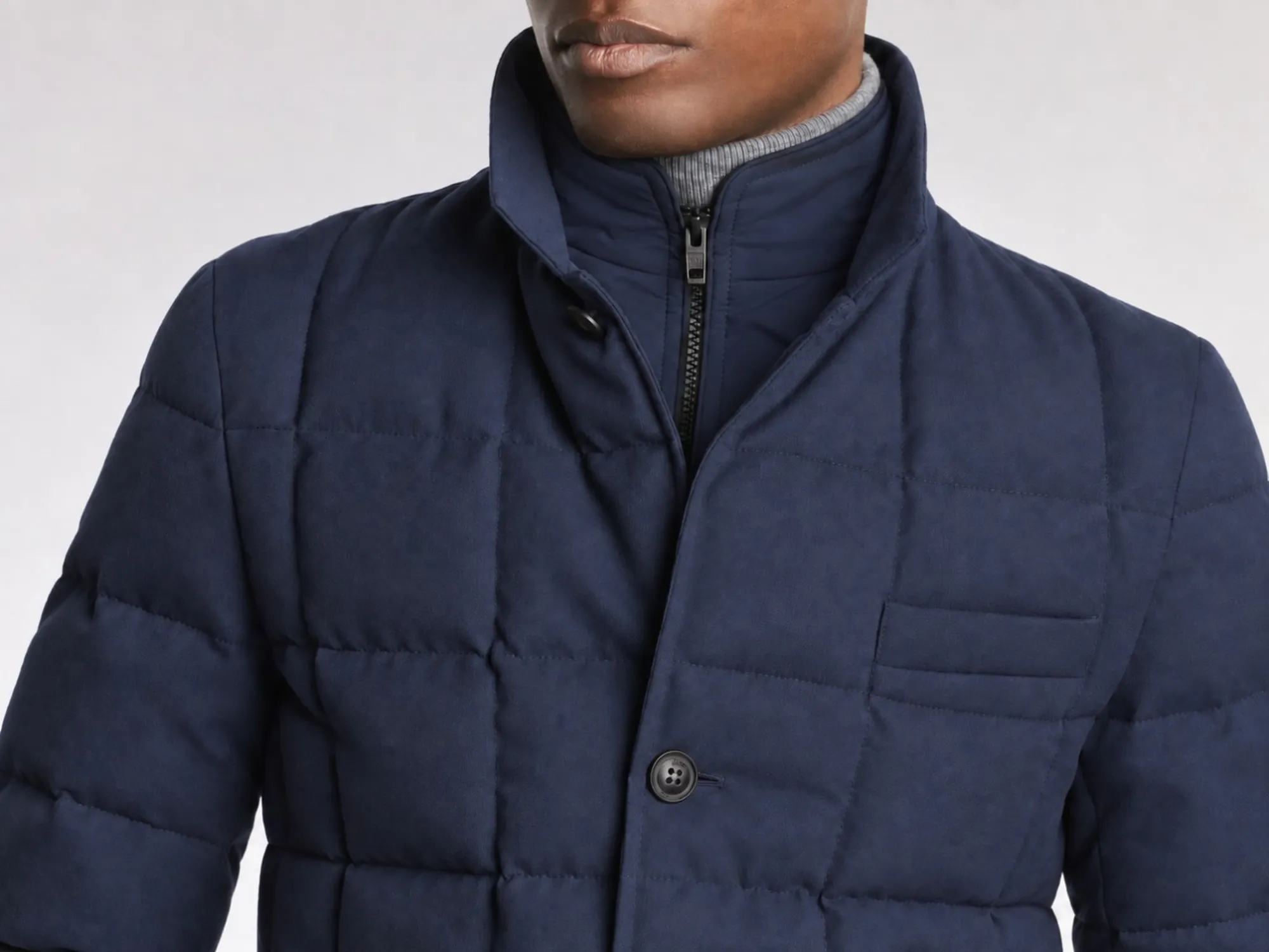 Fay B'Double-Front Down Jacket In Melange Technical Twill' Blu Nam37530530Xlnu806 190708
