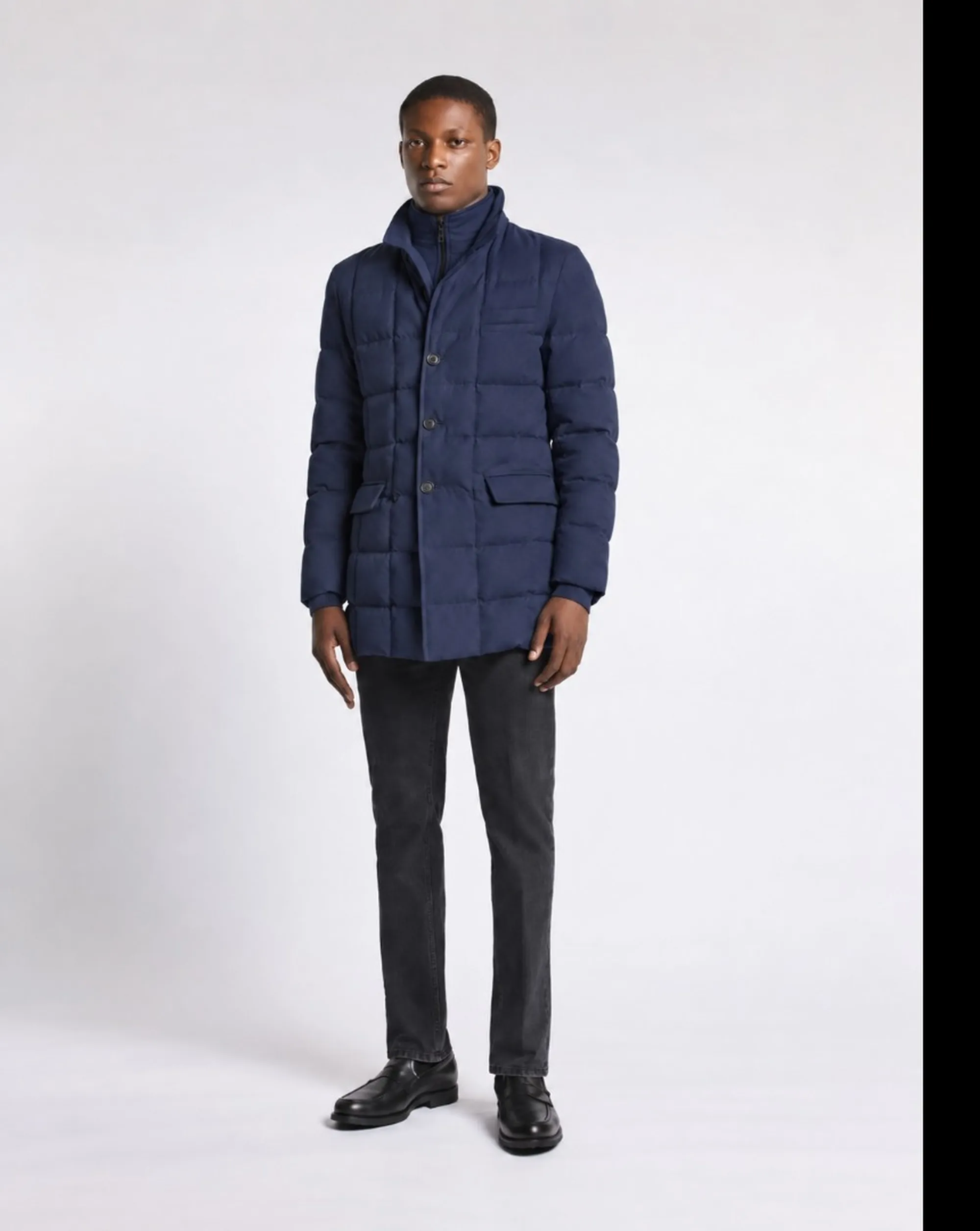 Fay B'Double-Front Down Jacket In Melange Technical Twill' Blu Nam37530530Xlnu806 190711