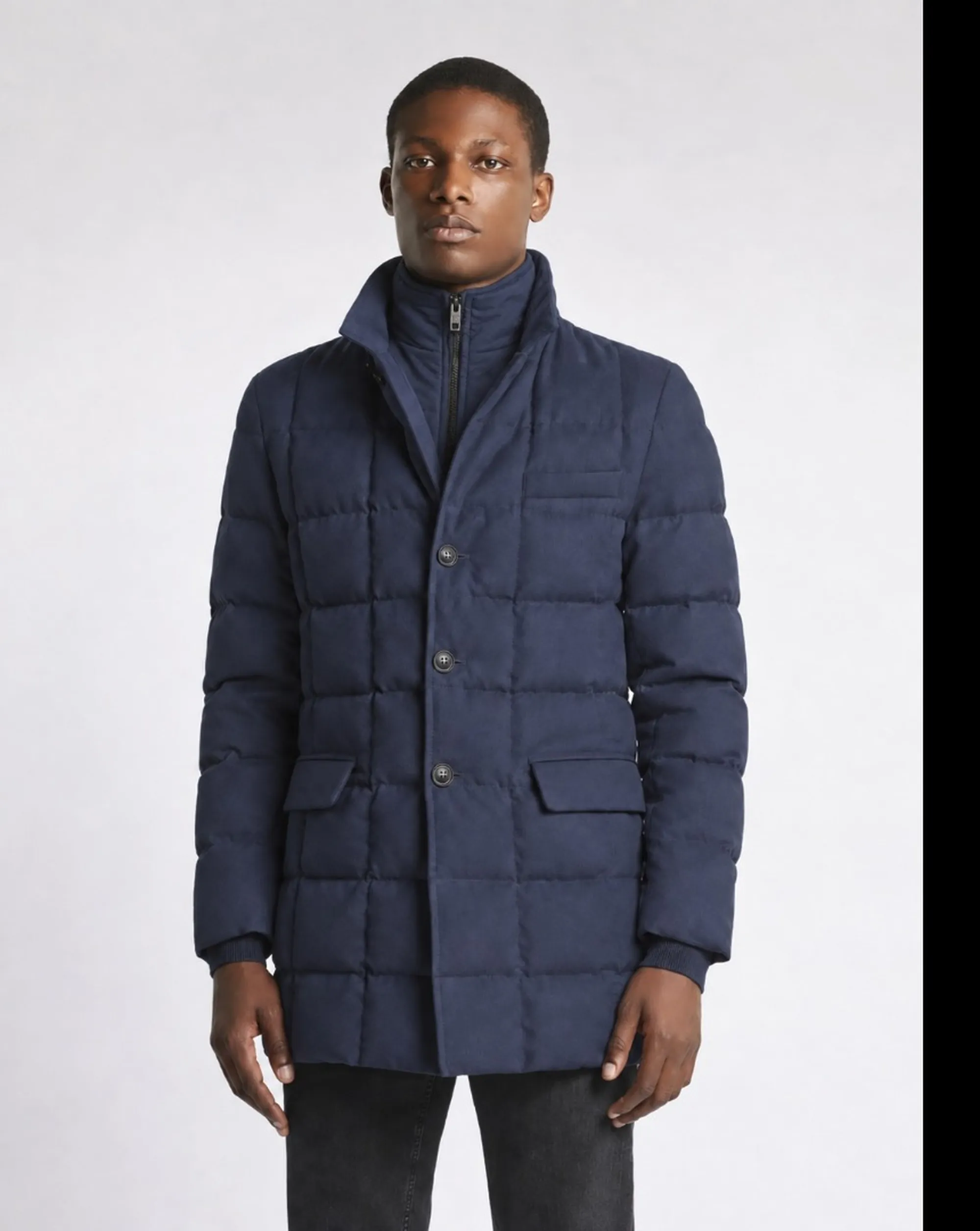 Fay B'Double-Front Down Jacket In Melange Technical Twill' Blu Nam37530530Xlnu806 190713