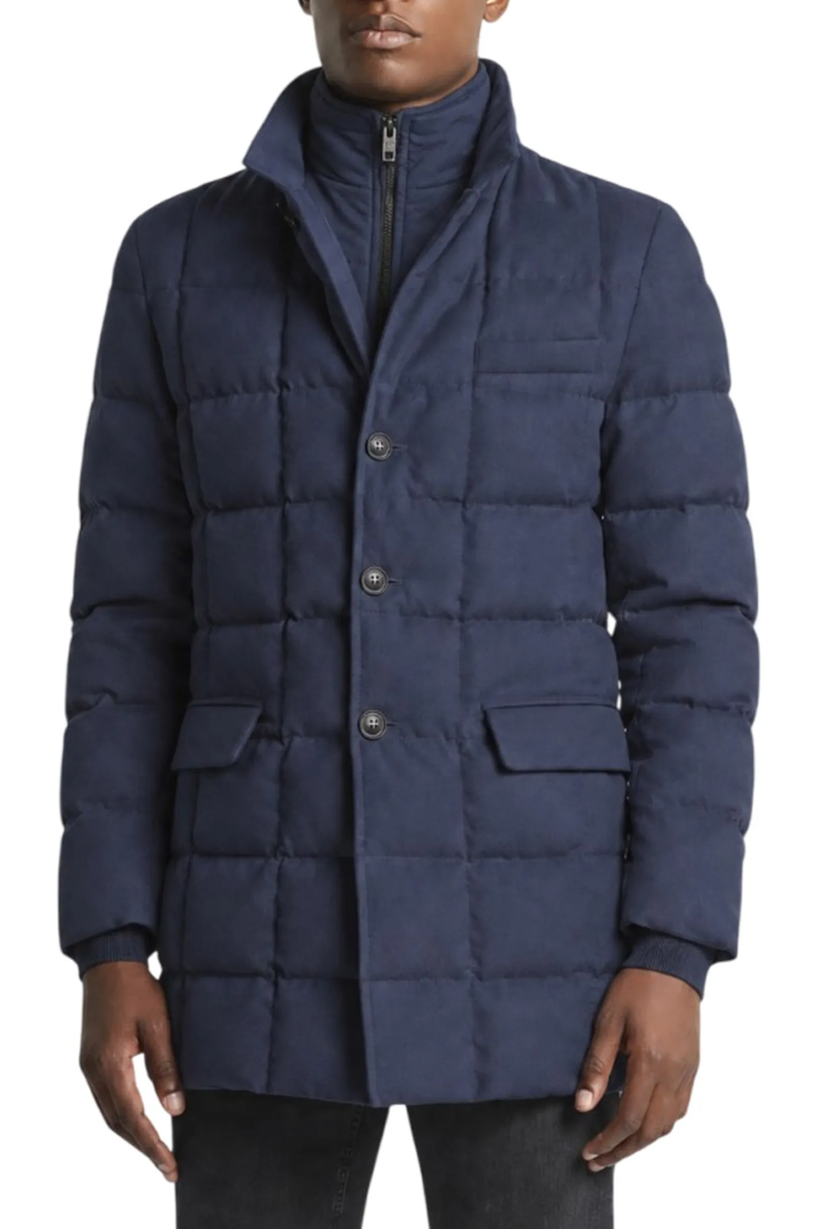 Fay Piumino Double Front In Saia Tecnica Melange Blu Nam37530530Xlnu806 193024