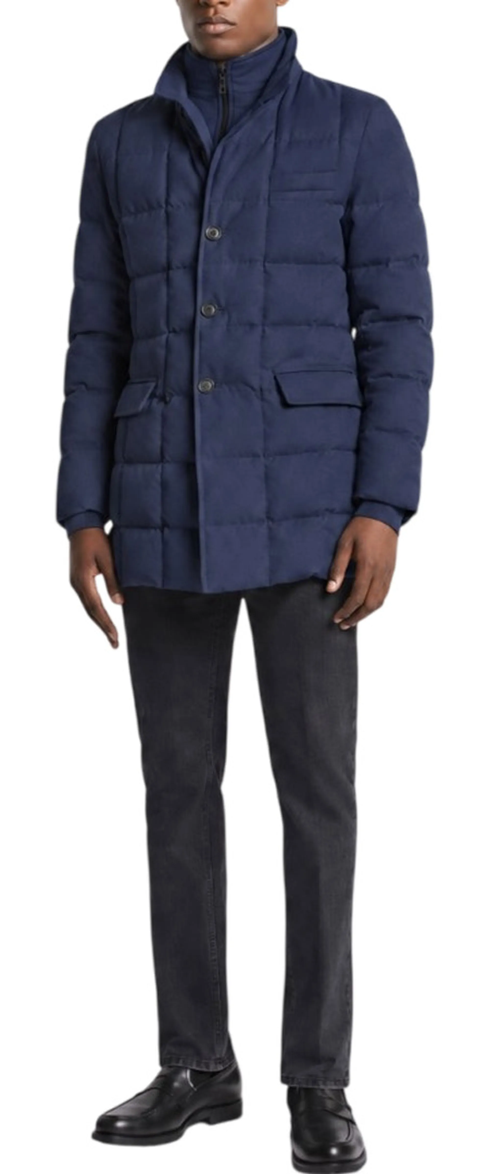 Fay B'Double-Front Down Jacket In Melange Technical Twill' Blu Nam37530530Xlnu806 193026