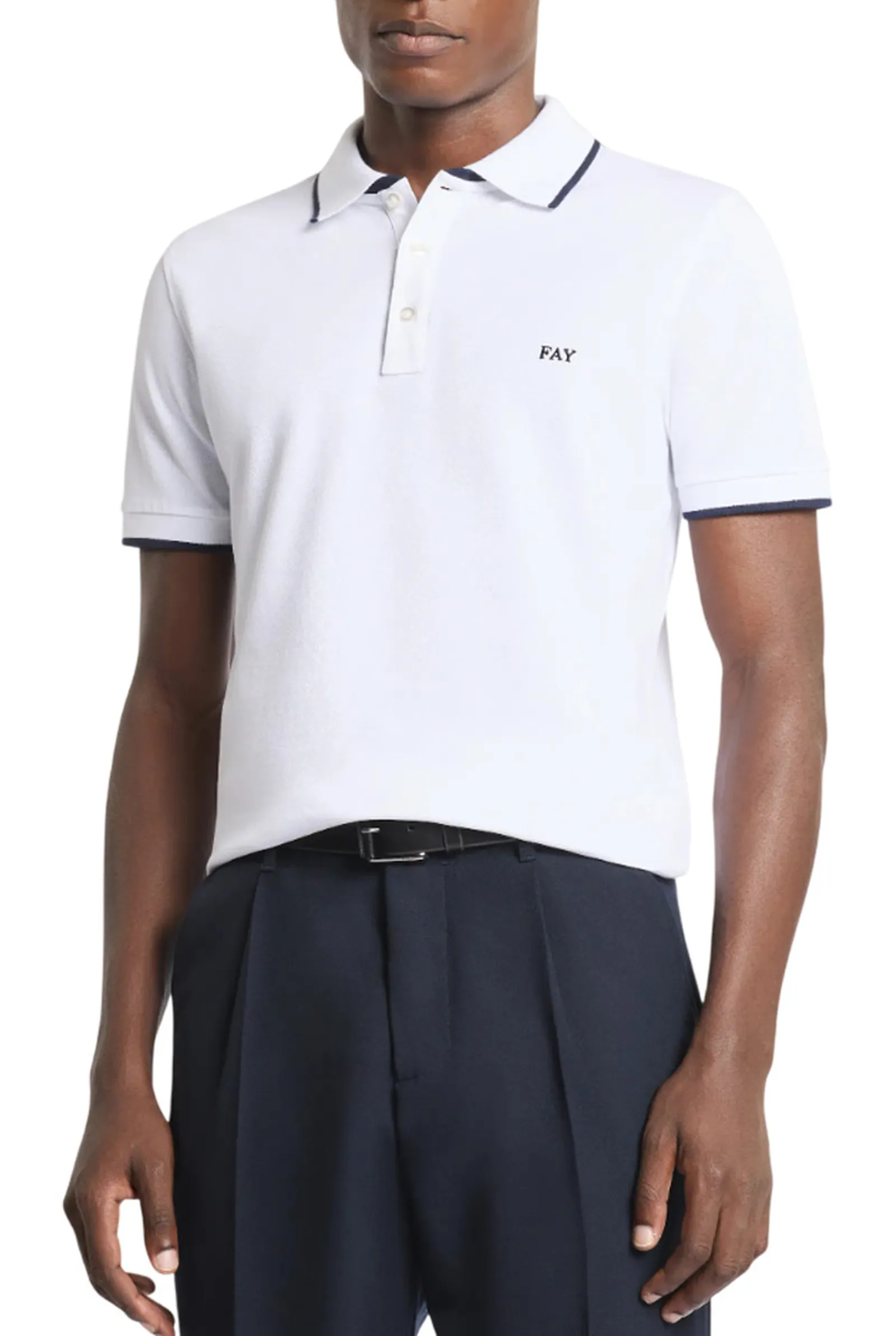 Fay Polo In Piquet Stretch Bianco Npmb252140Stdwb001 179040