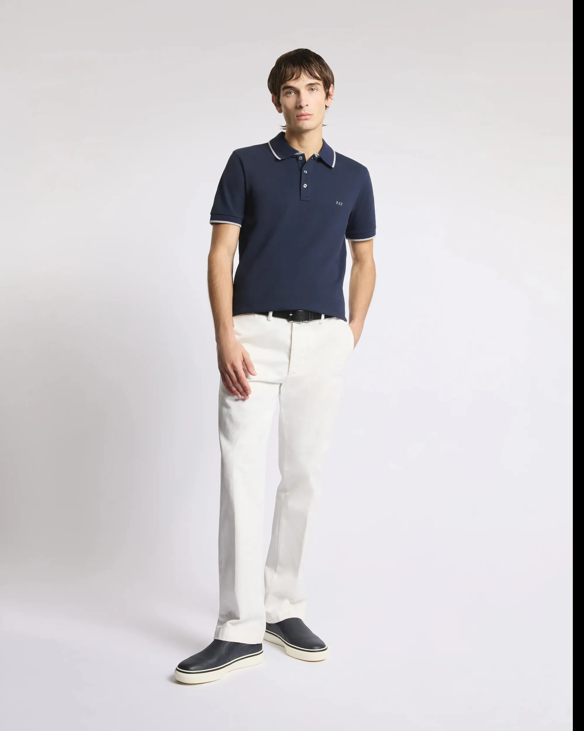 Fay Polo In Piquet Stretch Blu Npmb252140Stdwu806 171257