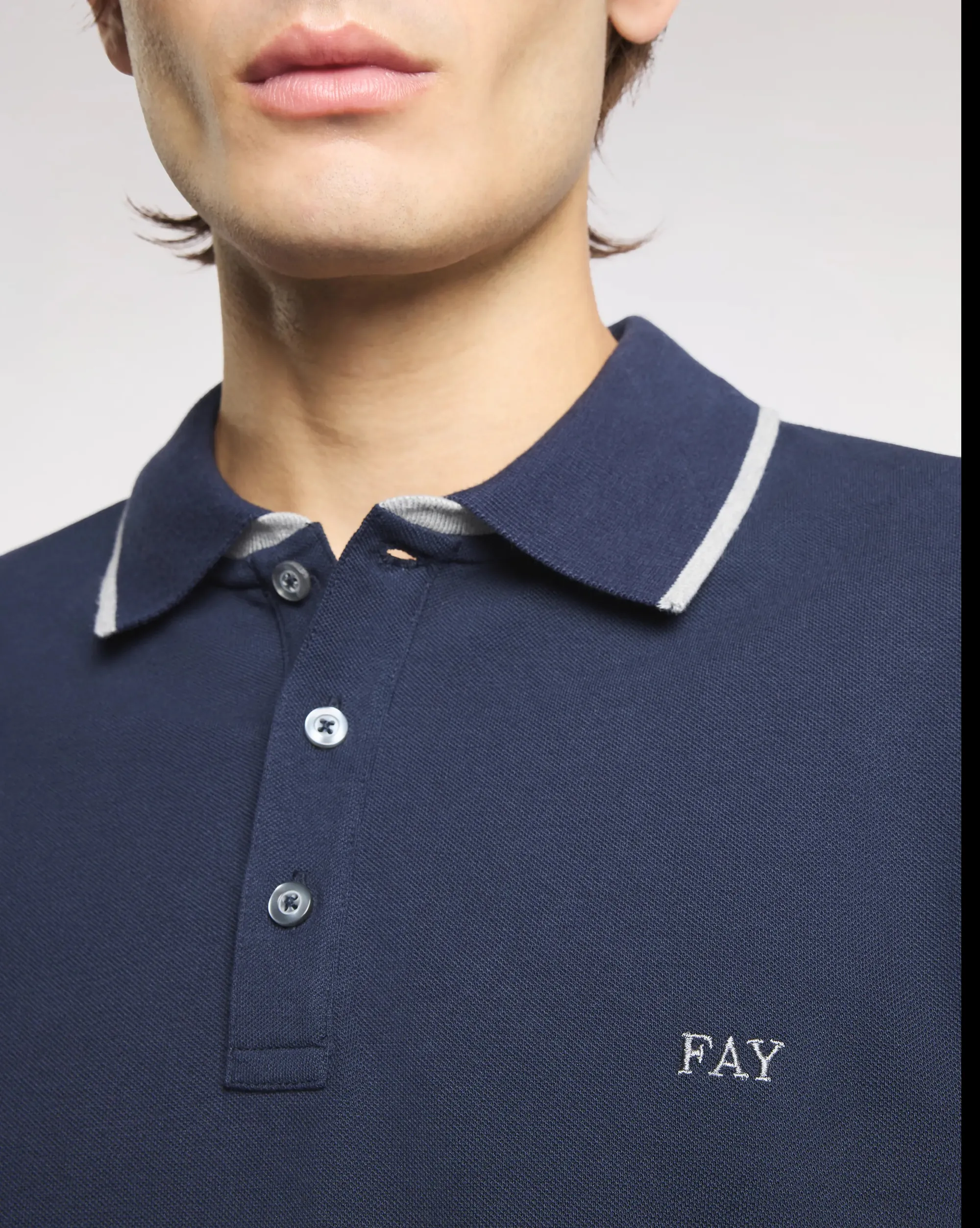 Fay B'Polo In Piquet Stretch' Blue Npmb252140Stdwu806 171258
