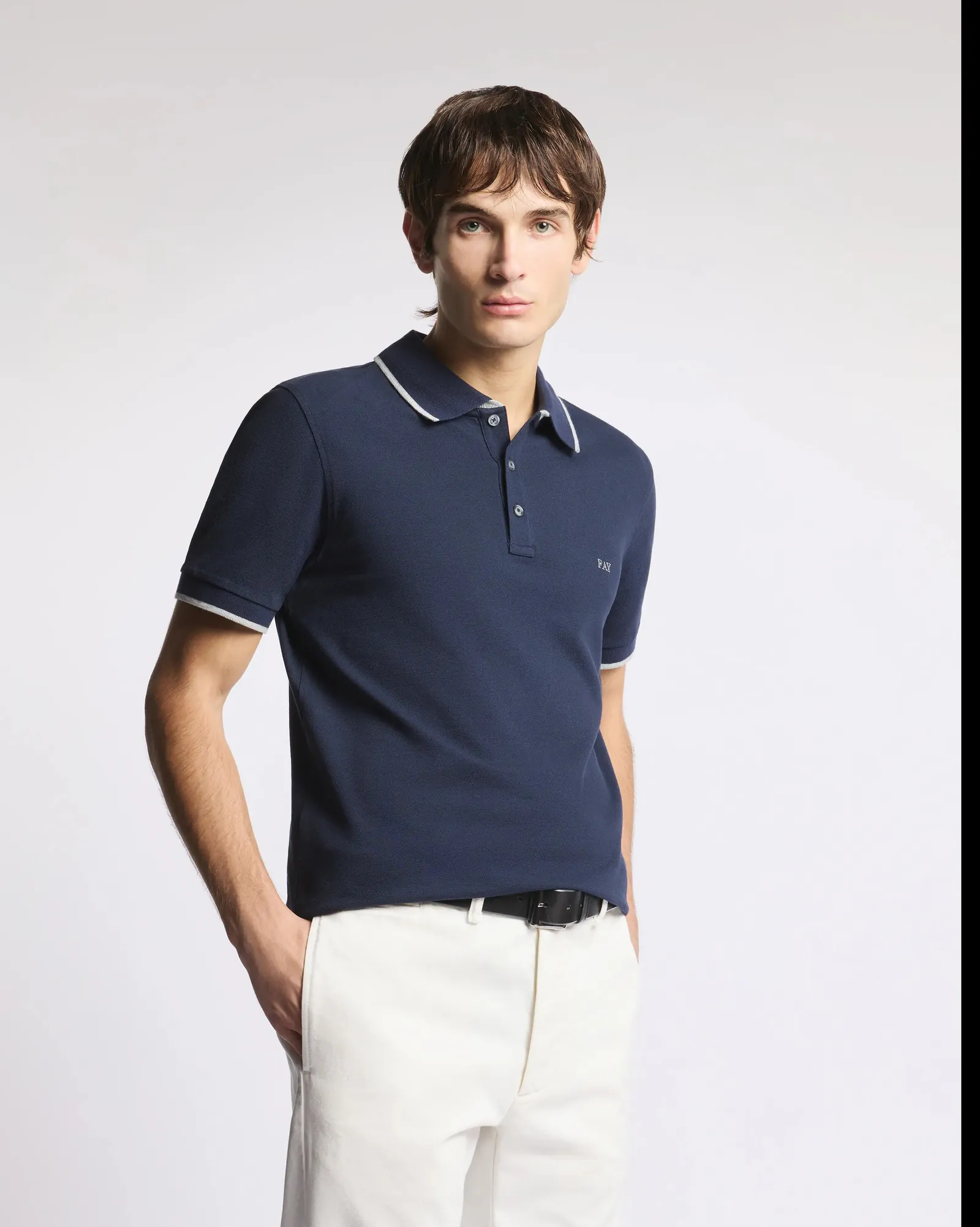Fay Polo In Piquet Stretch Blu Npmb252140Stdwu806 171259