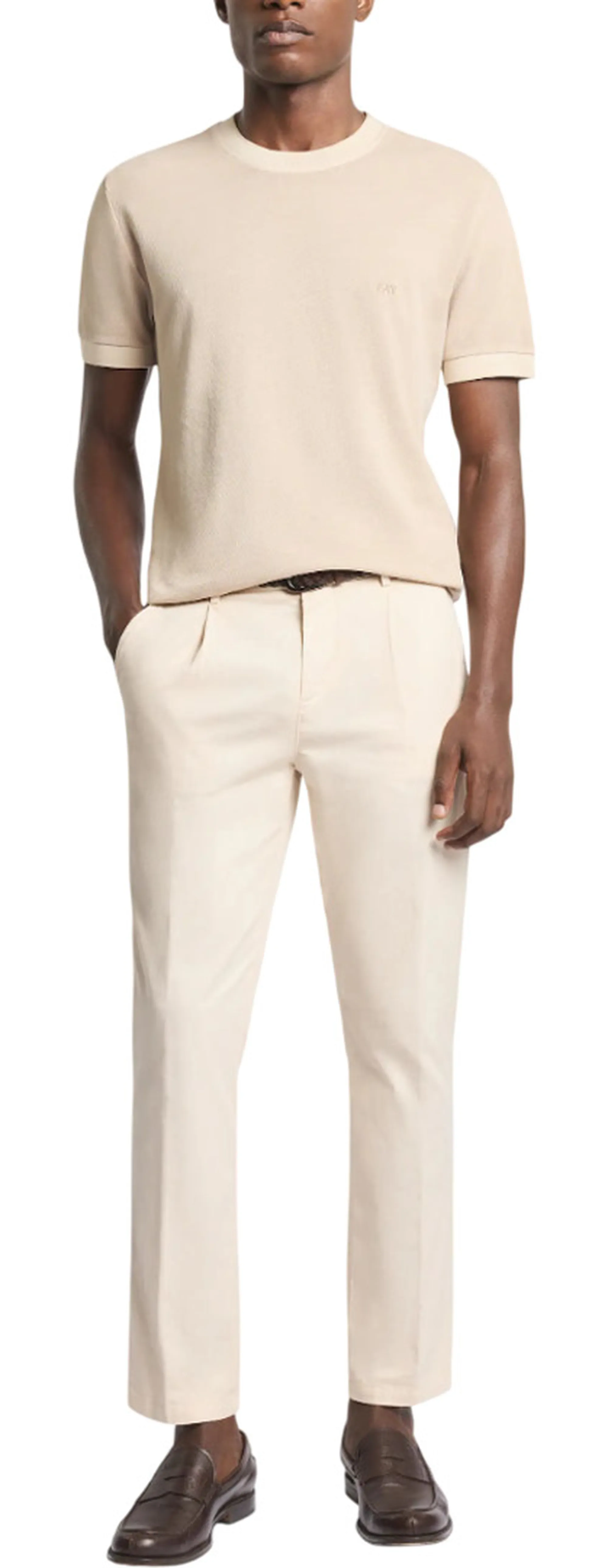 Fay T-Shirt In Piquet Di Cotone Beige Npmb352136Tzefc803 175768