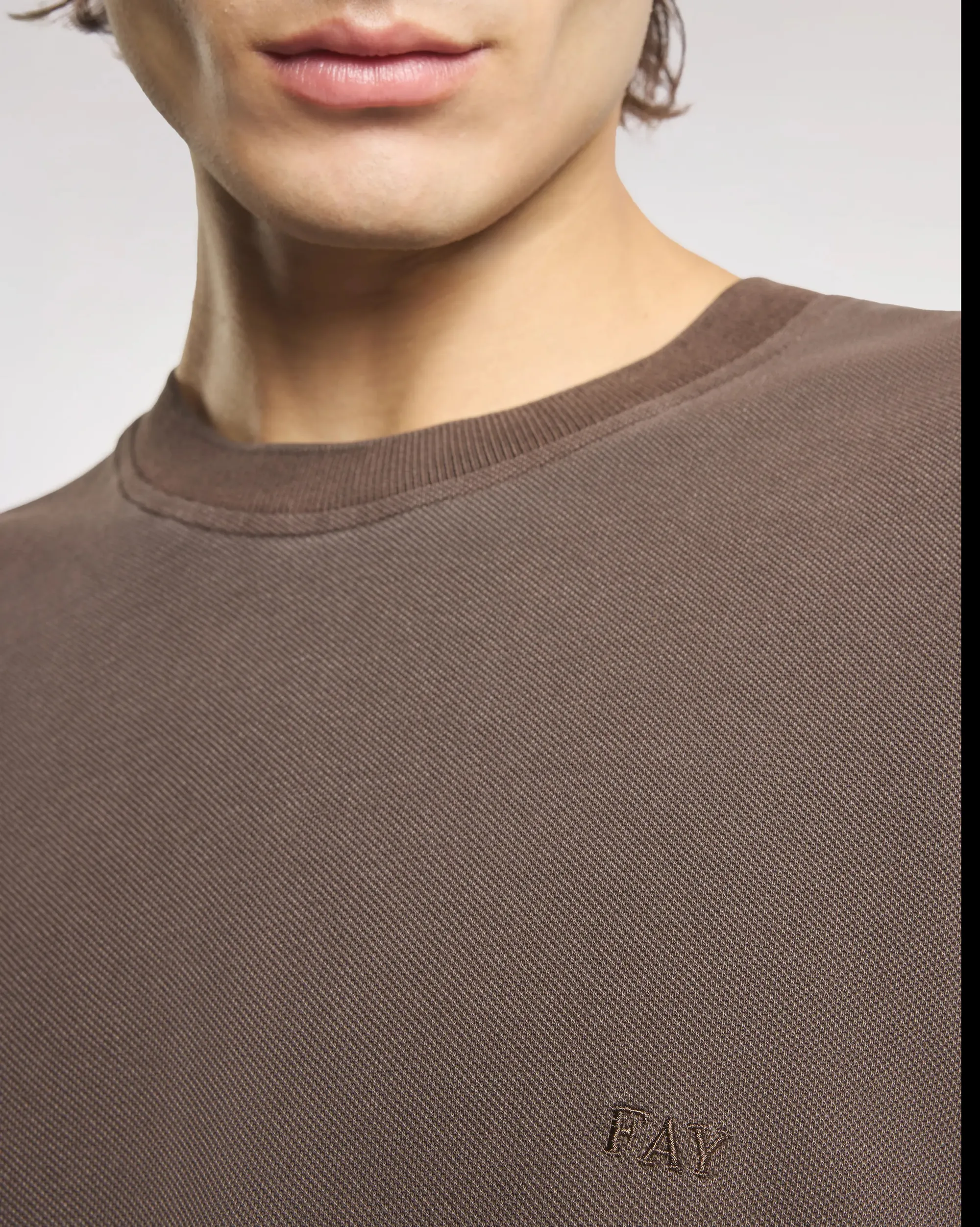 Fay B'Cotton Piquet T-Shirt' Brown Npmb352136Tzefs602 171250