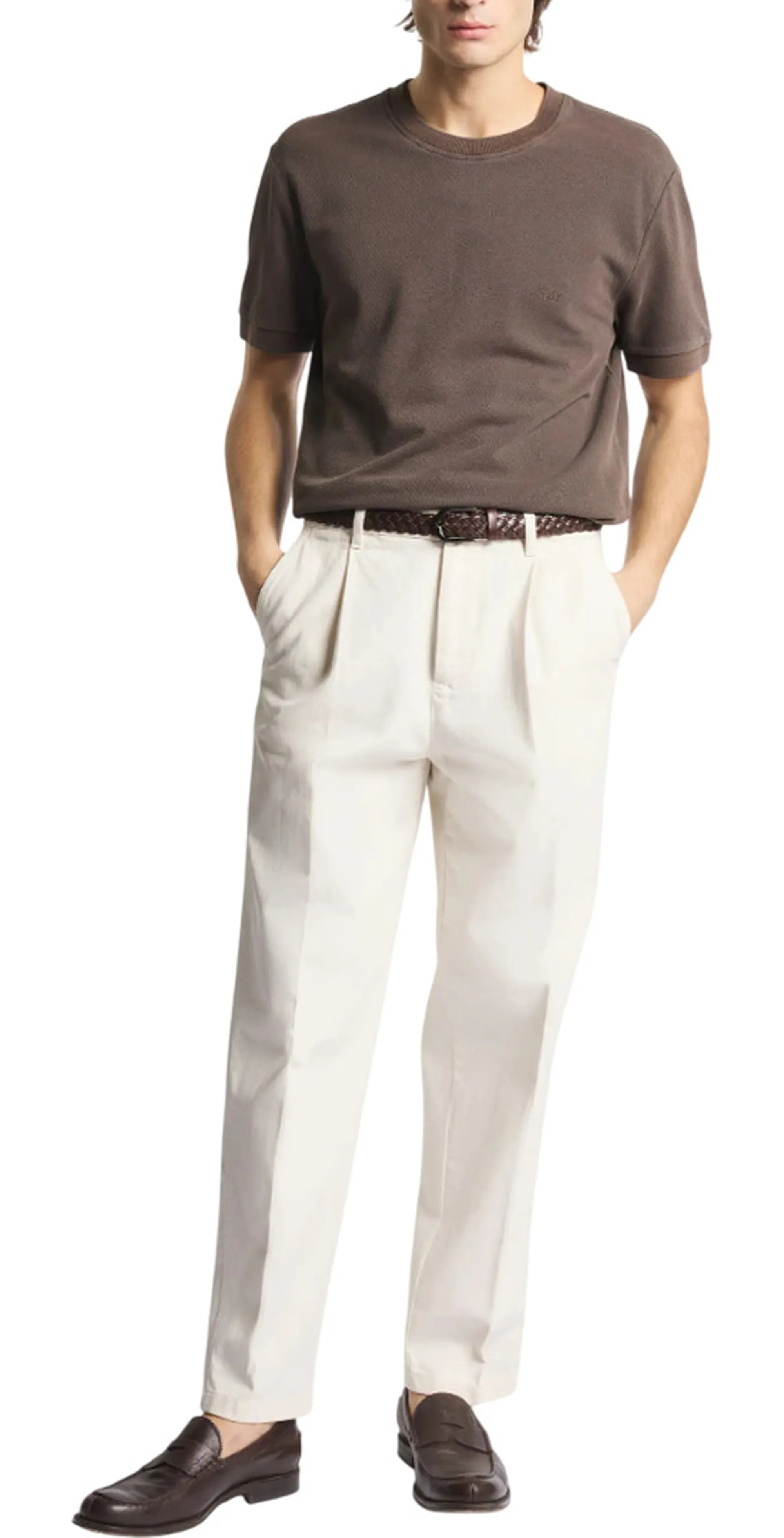 Fay T-Shirt In Piquet Di Cotone Marrone Npmb352136Tzefs602 175777